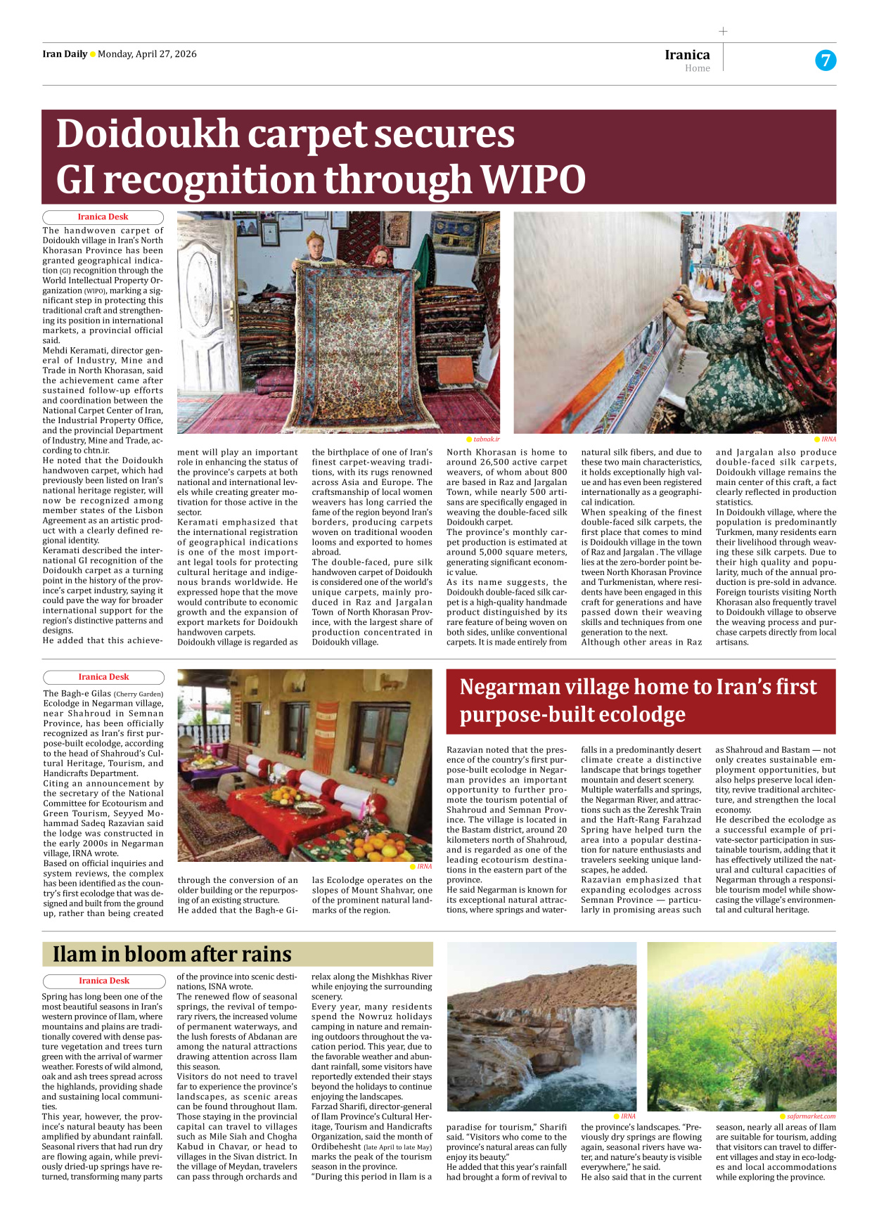 Iran Daily - Number Eight Thousand One Hundred and Two - 27 April 2026 - Page 7