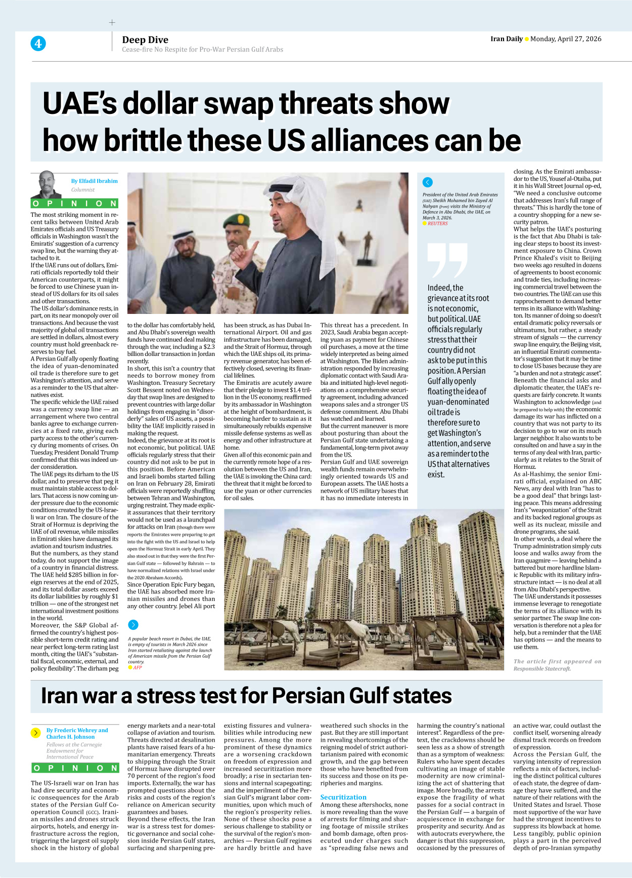 Iran Daily - Number Eight Thousand One Hundred and Two - 27 April 2026 - Page 4
