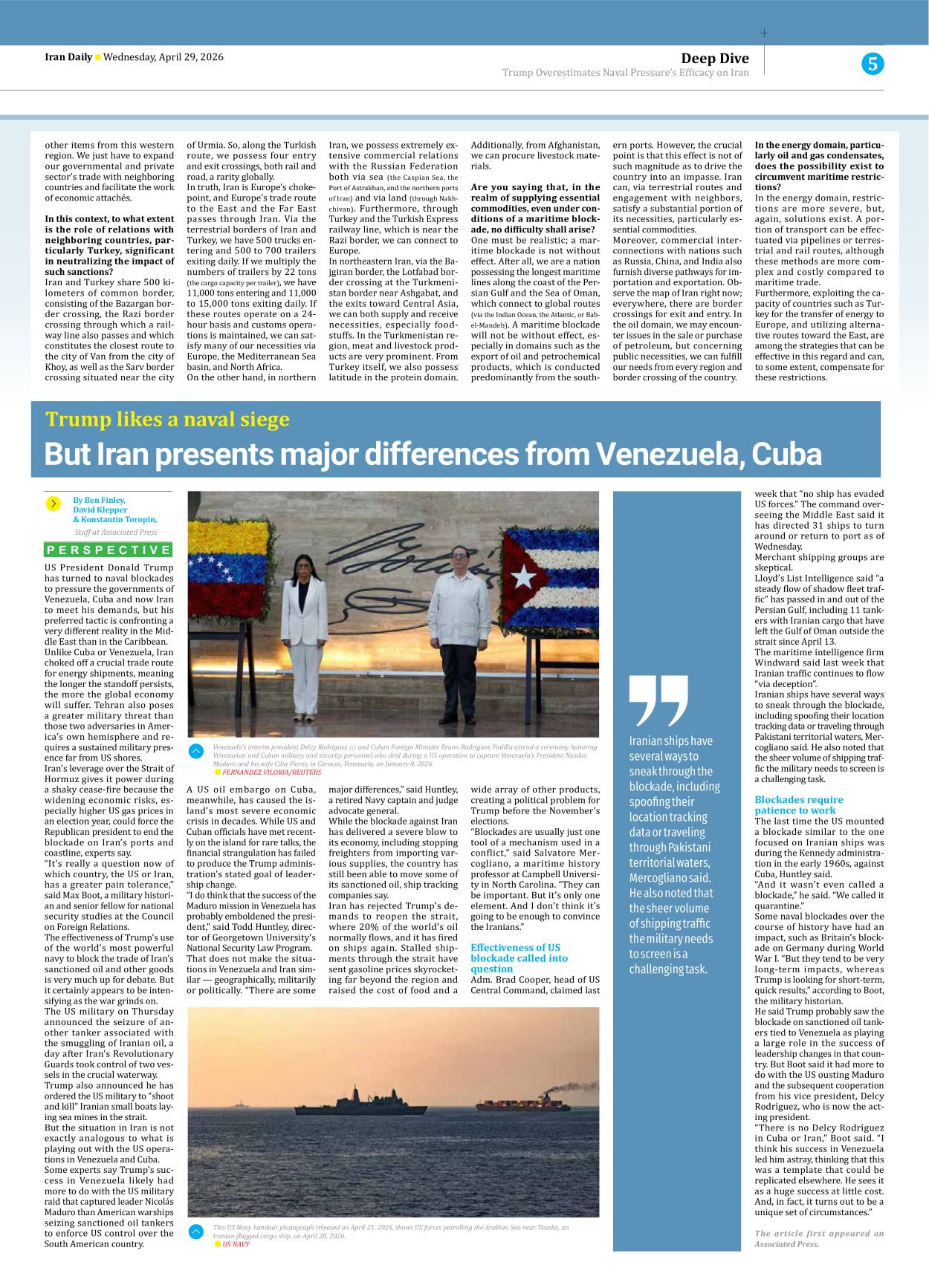 Iran Daily - Number Eight Thousand One Hundred and Four - 29 April 2026 - Page 5