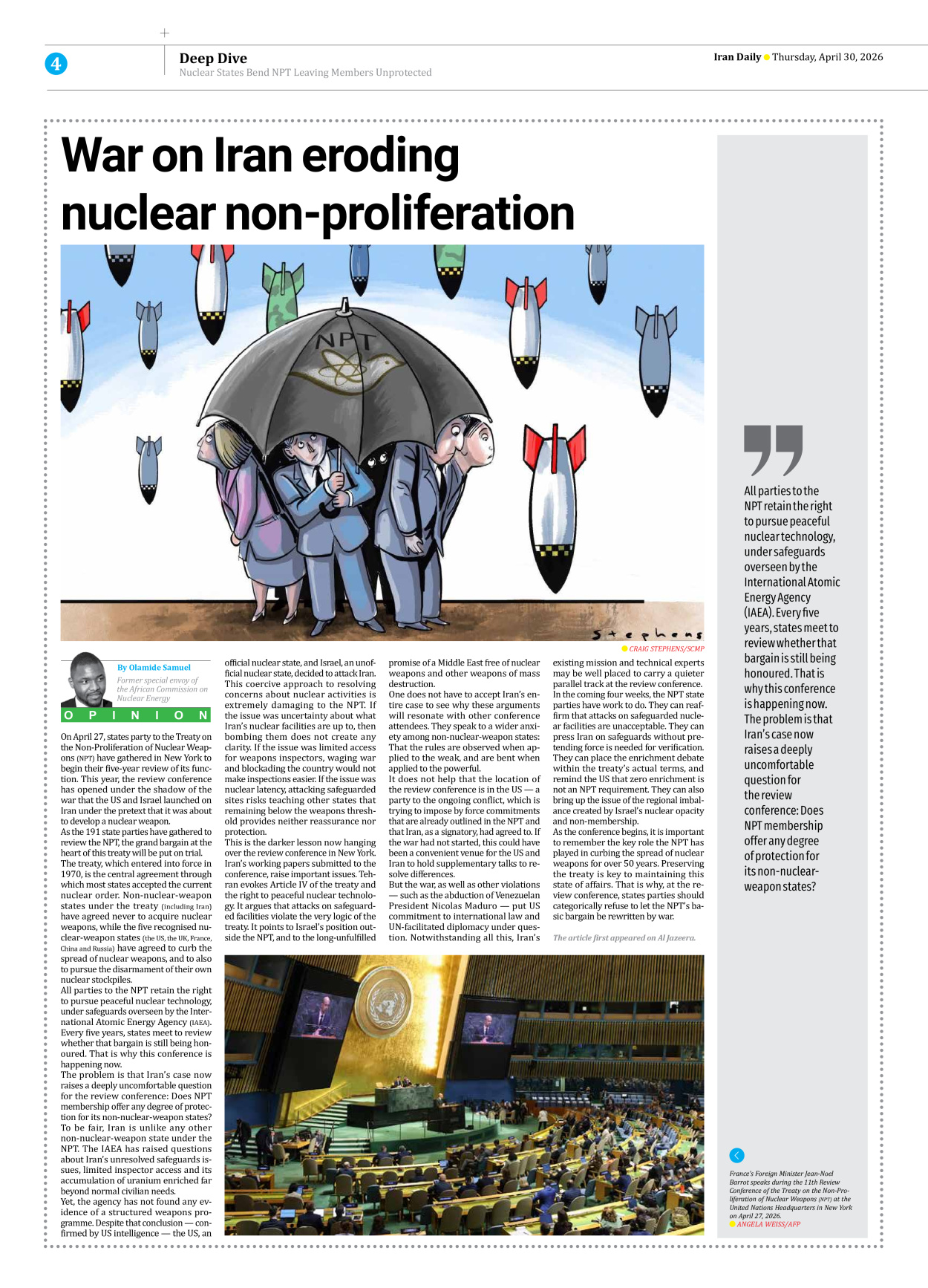 Iran Daily - Number Eight Thousand One Hundred and Five - 30 April 2026 - Page 4