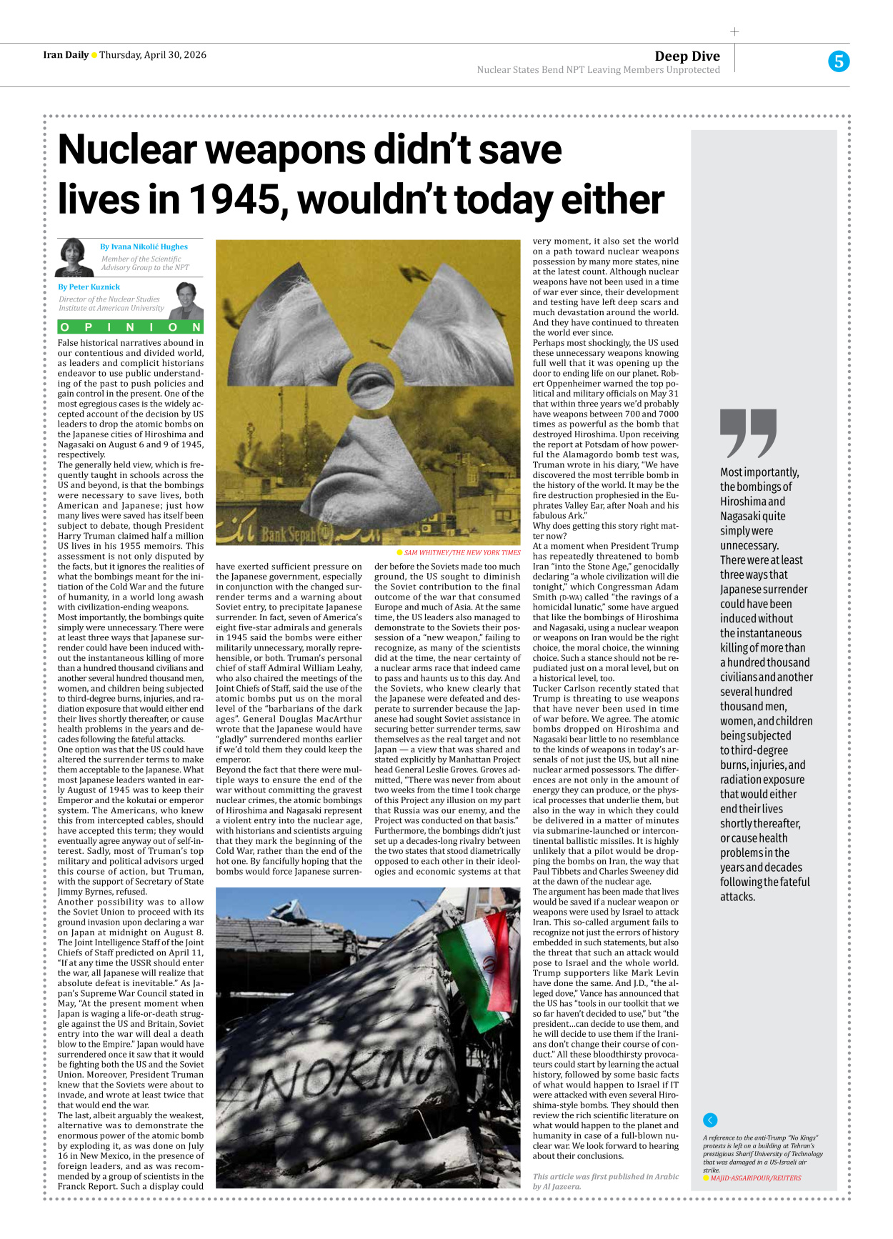 Iran Daily - Number Eight Thousand One Hundred and Five - 30 April 2026 - Page 5