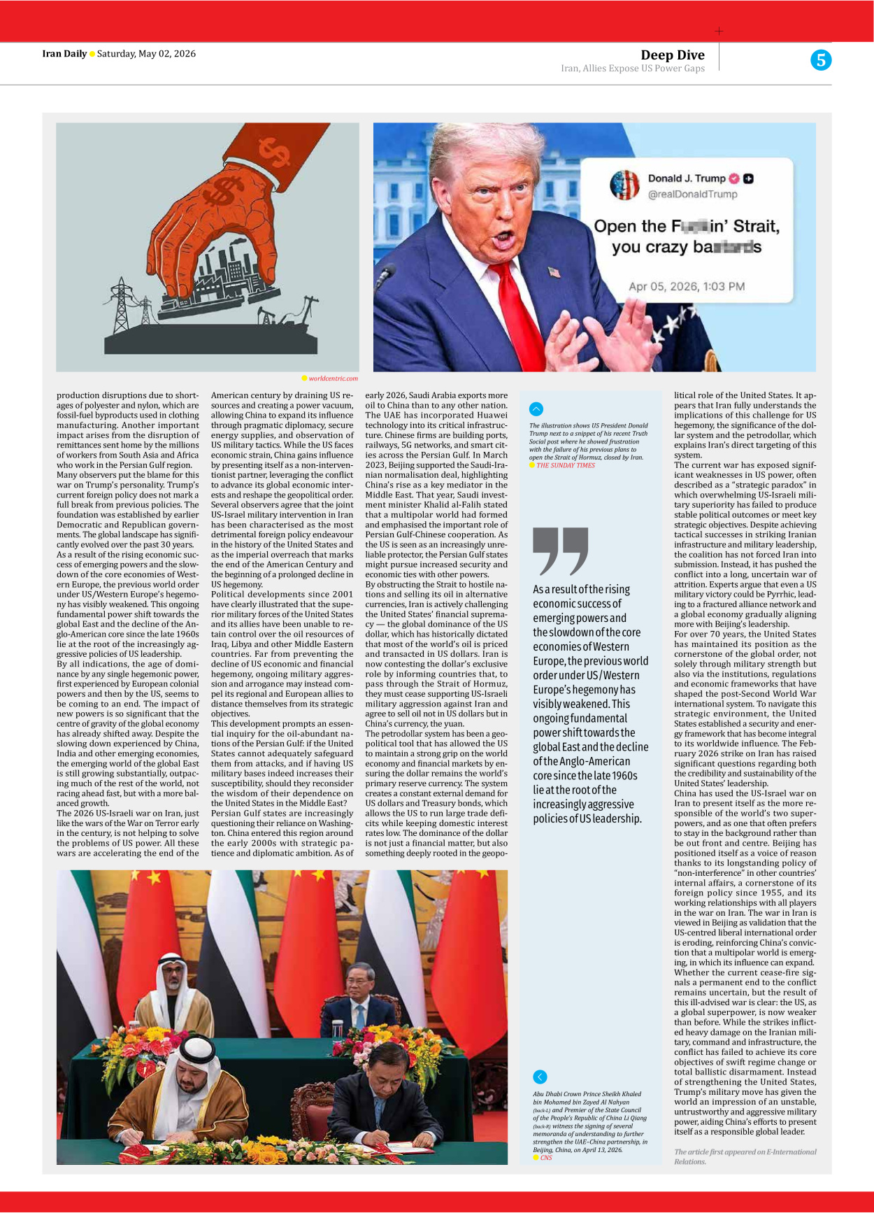 Iran Daily - Number Eight Thousand One Hundred and Six - 02 May 2026 - Page 5