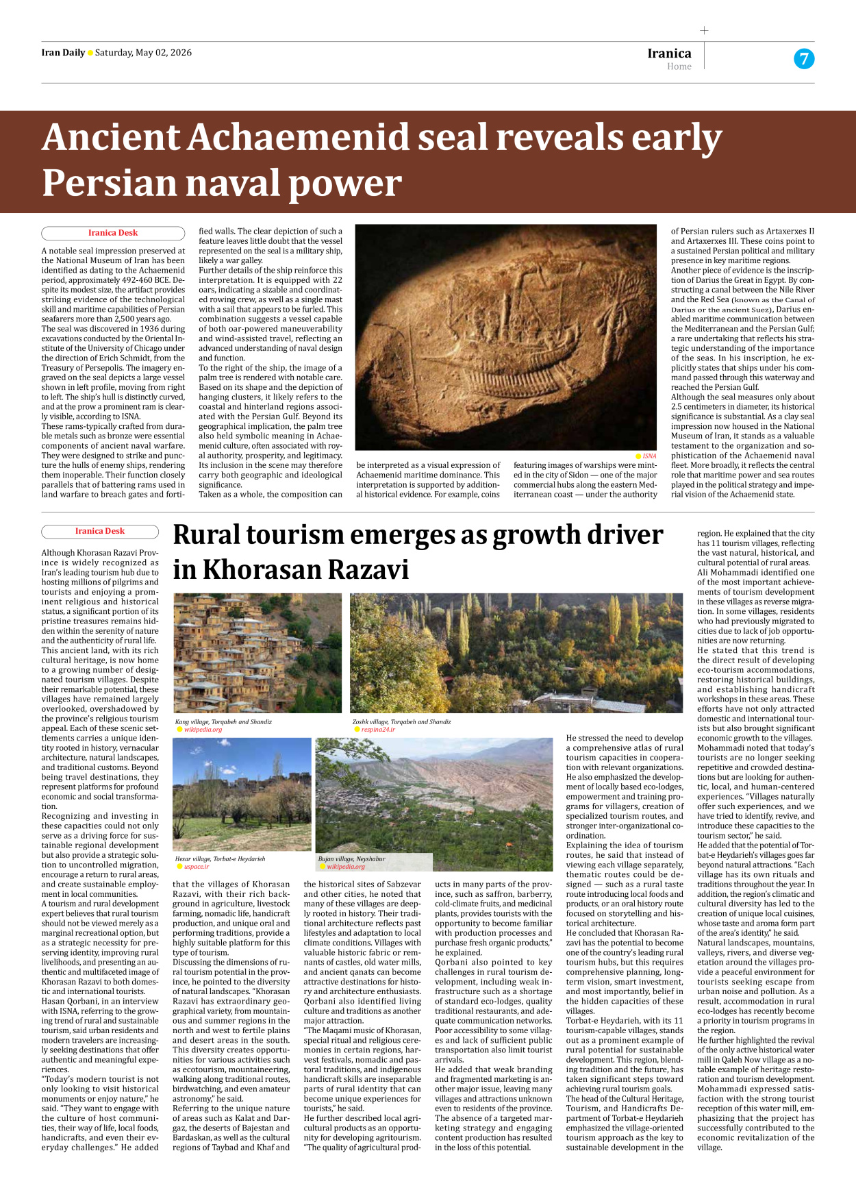 Iran Daily - Number Eight Thousand One Hundred and Six - 02 May 2026 - Page 7