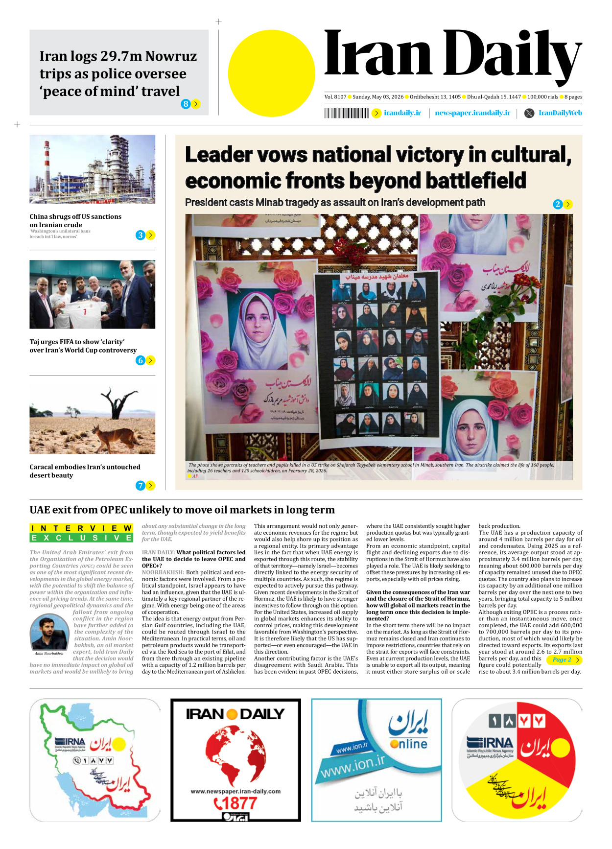 Iran Daily - Number Eight Thousand One Hundred and Seven - 03 May 2026