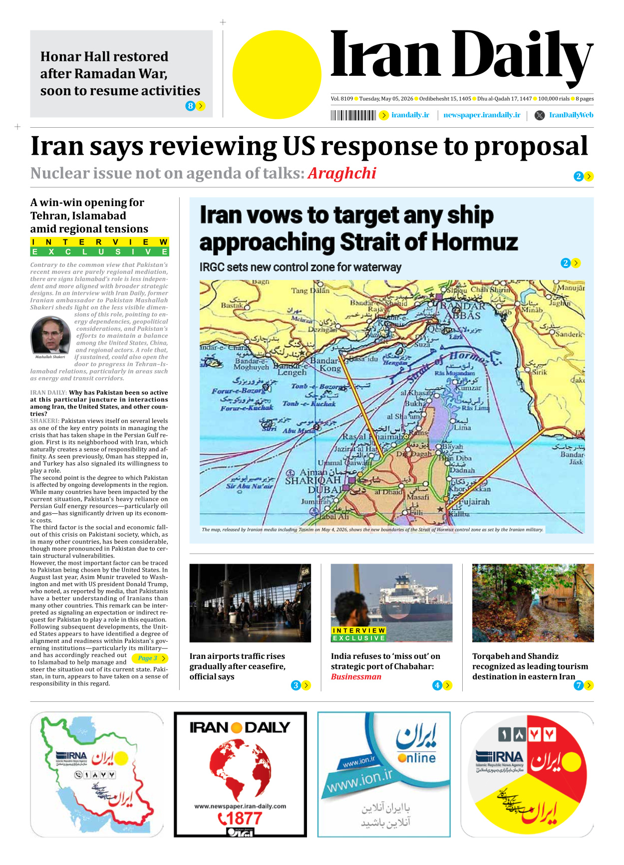 Iran Daily - Number Eight Thousand One Hundred and Nine - 05 May 2026