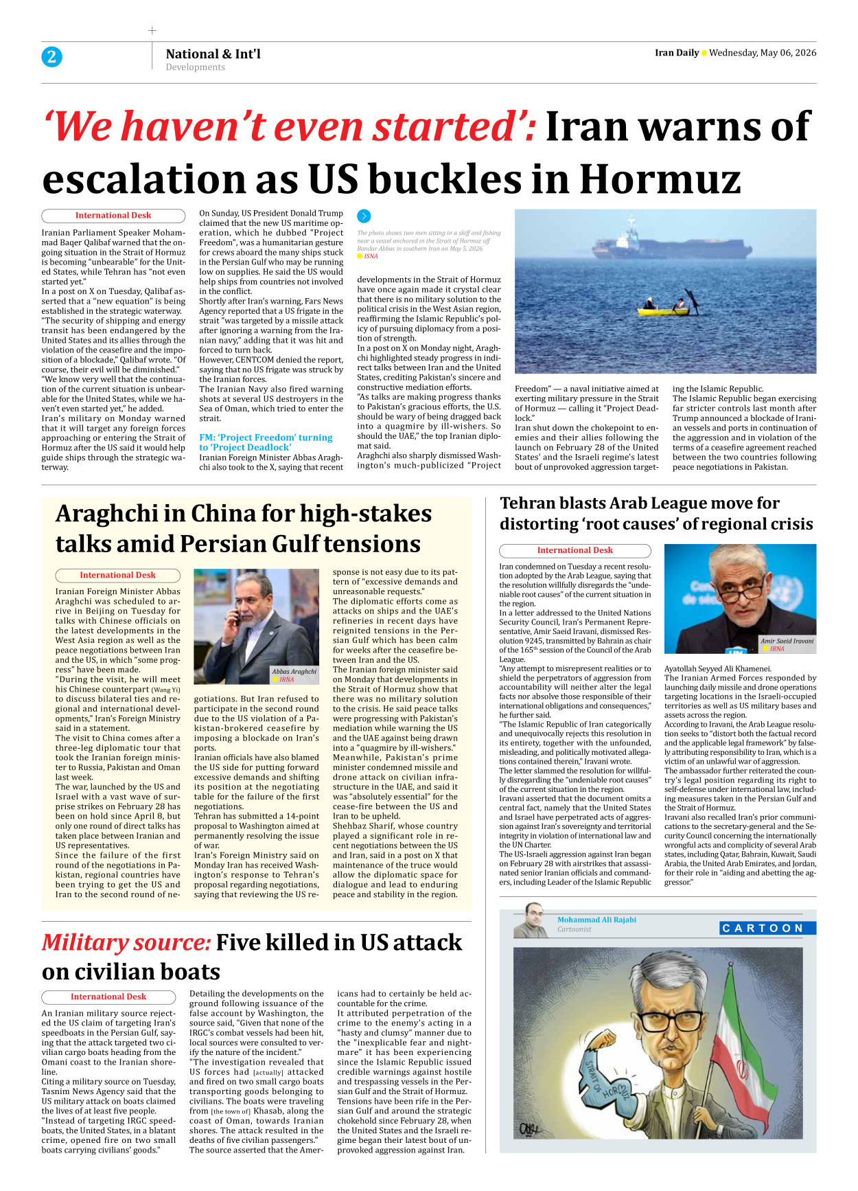 Iran Daily - Number Eight Thousand One Hundred and Ten - 06 May 2026 - Page 2