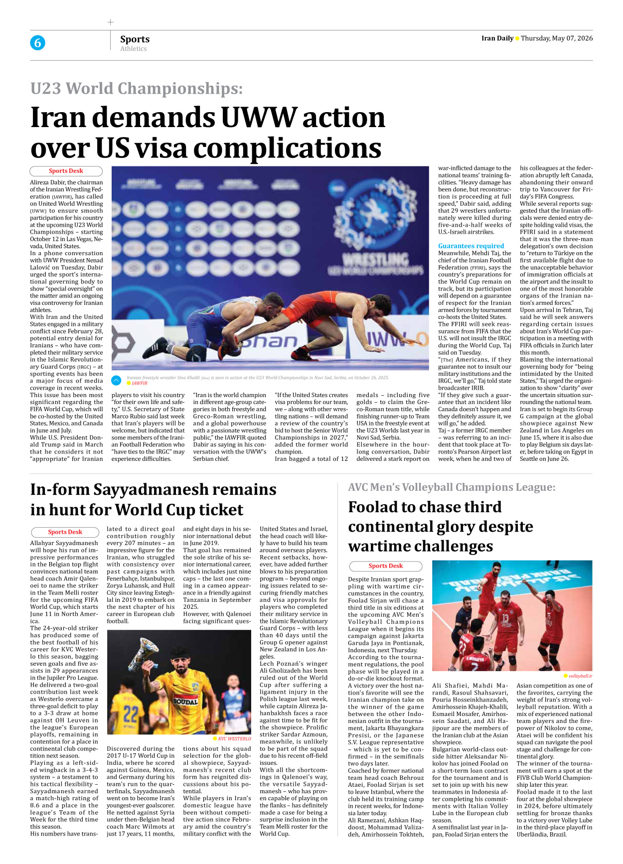 Iran Daily - Number Eight Thousand One Hundred and Eleven - 07 May 2026 - Page 6