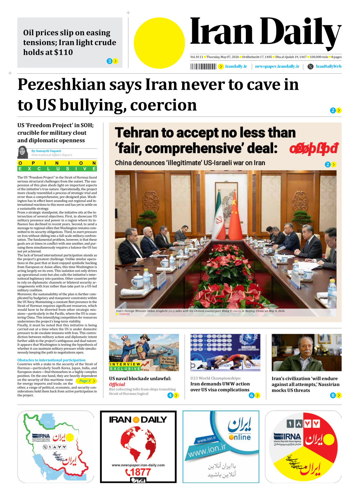 Iran Daily - Number Eight Thousand One Hundred and Eleven - 07 May 2026