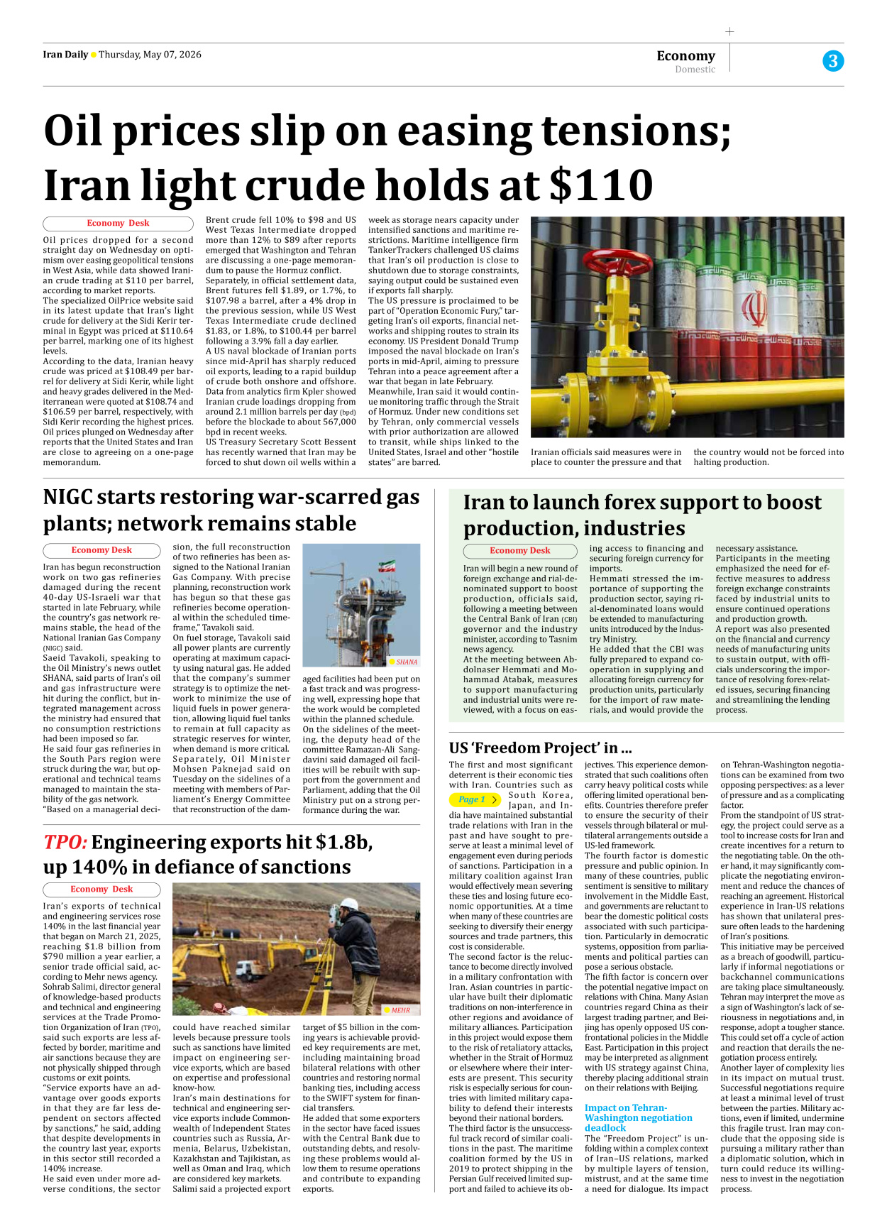 Iran Daily - Number Eight Thousand One Hundred and Eleven - 07 May 2026 - Page 3