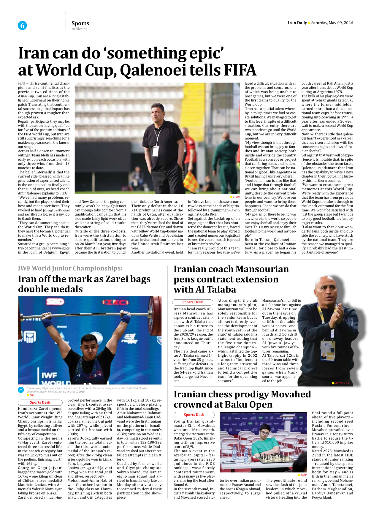 Iran Daily - Number Eight Thousand One Hundred and Twelve - 09 May 2026 - Page 6