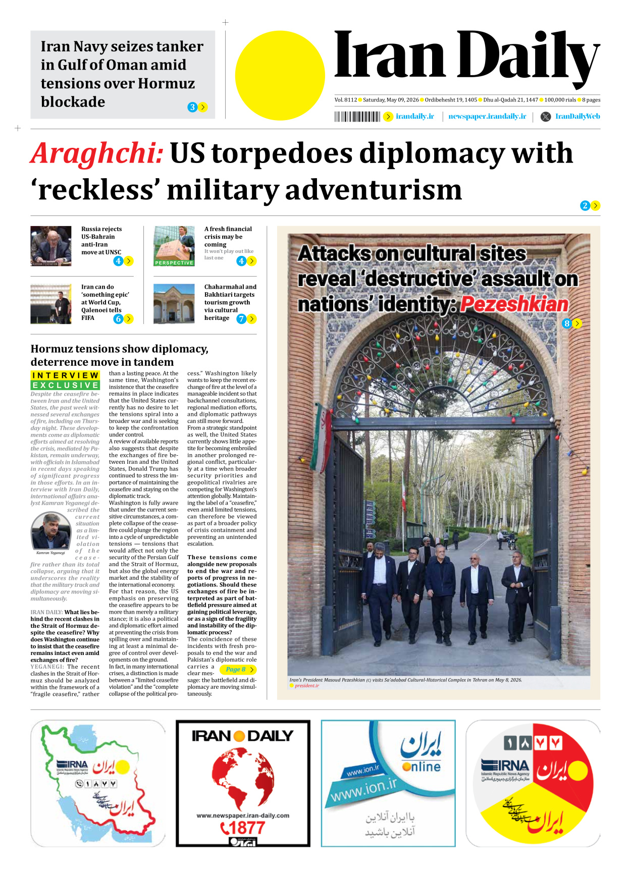 Iran Daily - Number Eight Thousand One Hundred and Twelve - 09 May 2026
