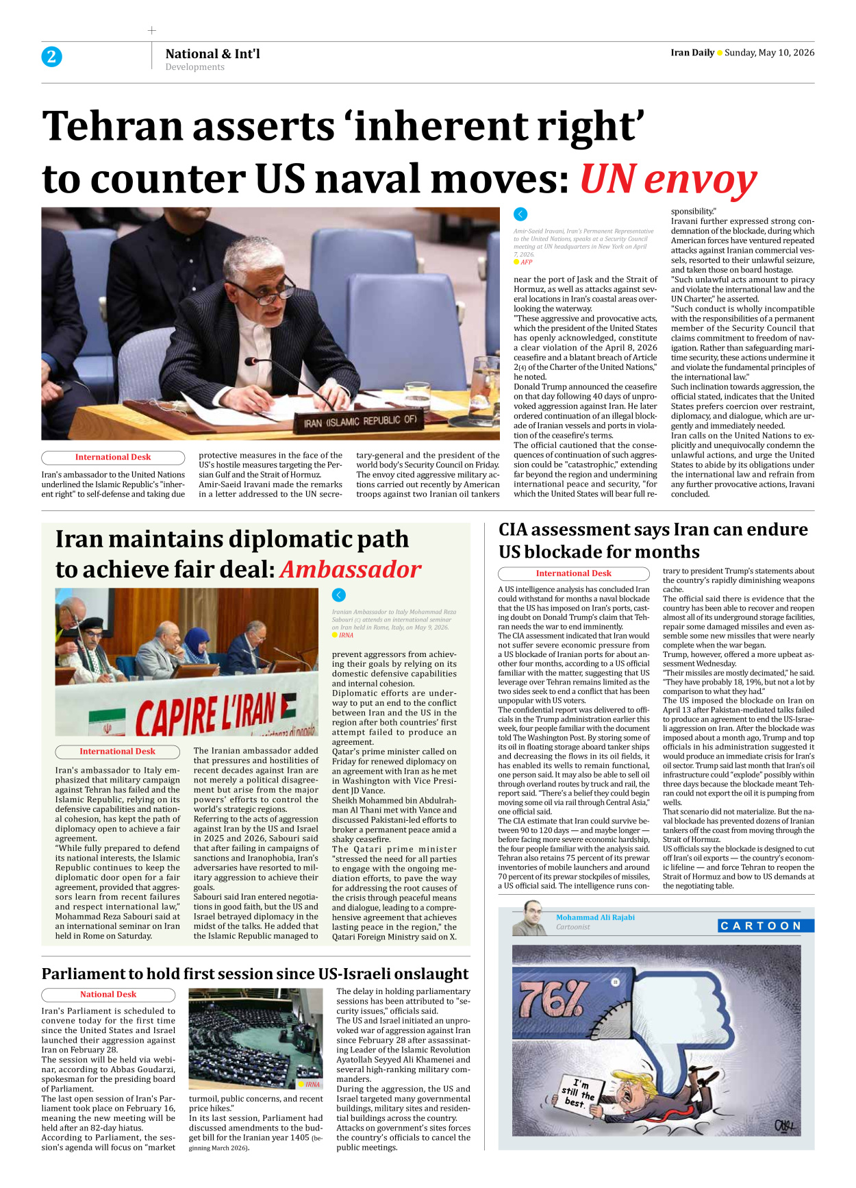 Iran Daily - Number Eight Thousand One Hundred and Thirteen - 10 May 2026 - Page 2