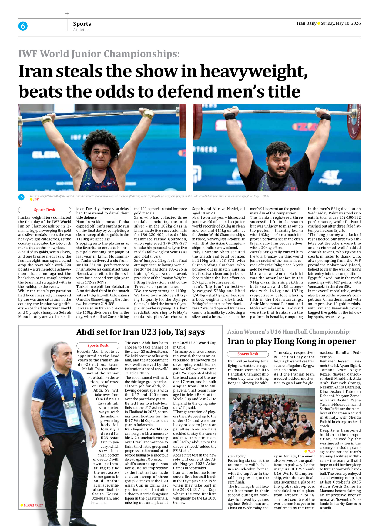 Iran Daily - Number Eight Thousand One Hundred and Thirteen - 10 May 2026 - Page 6