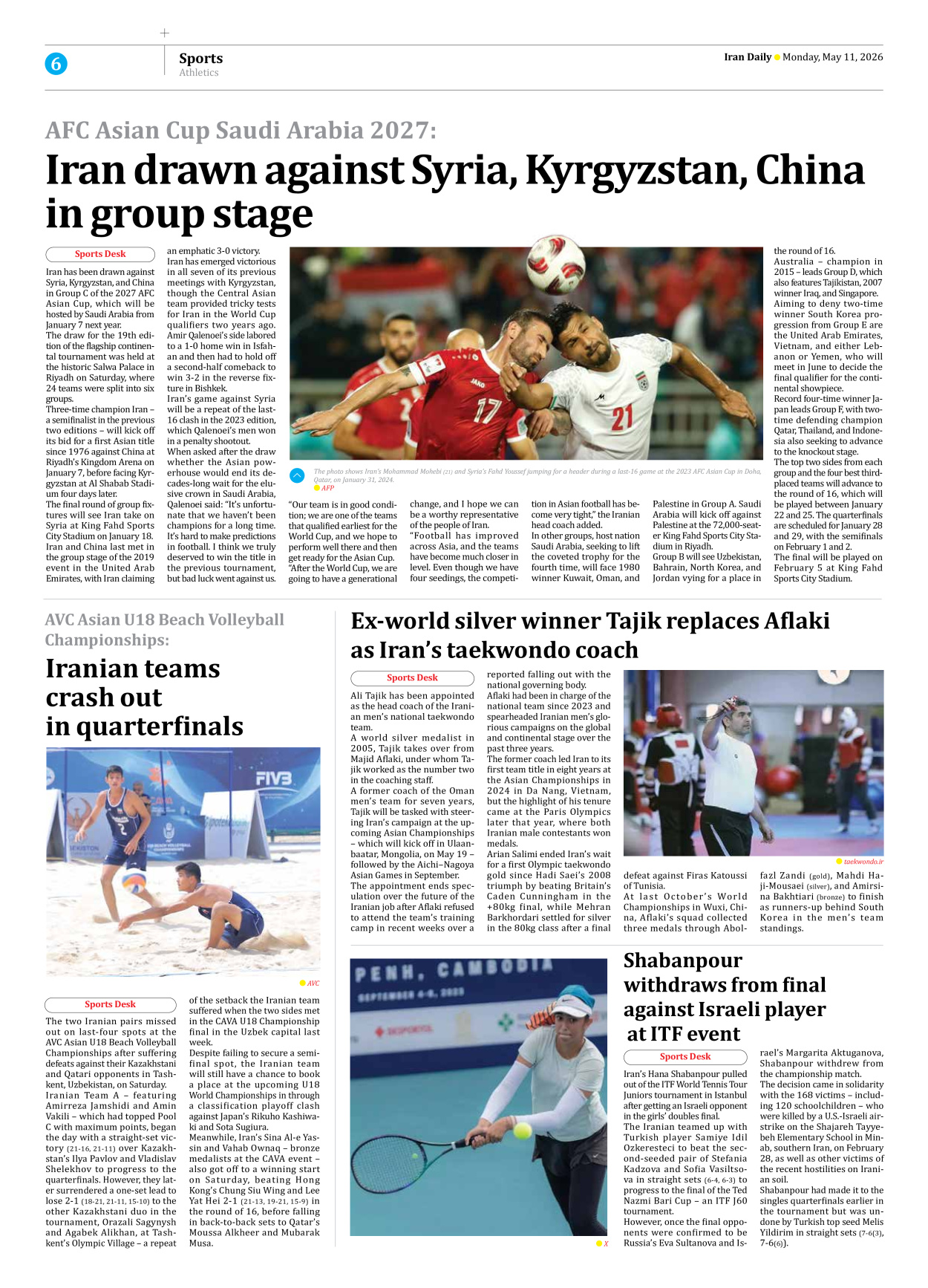 Iran Daily - Number Eight Thousand One Hundred and Fourteen - 11 May 2026 - Page 6