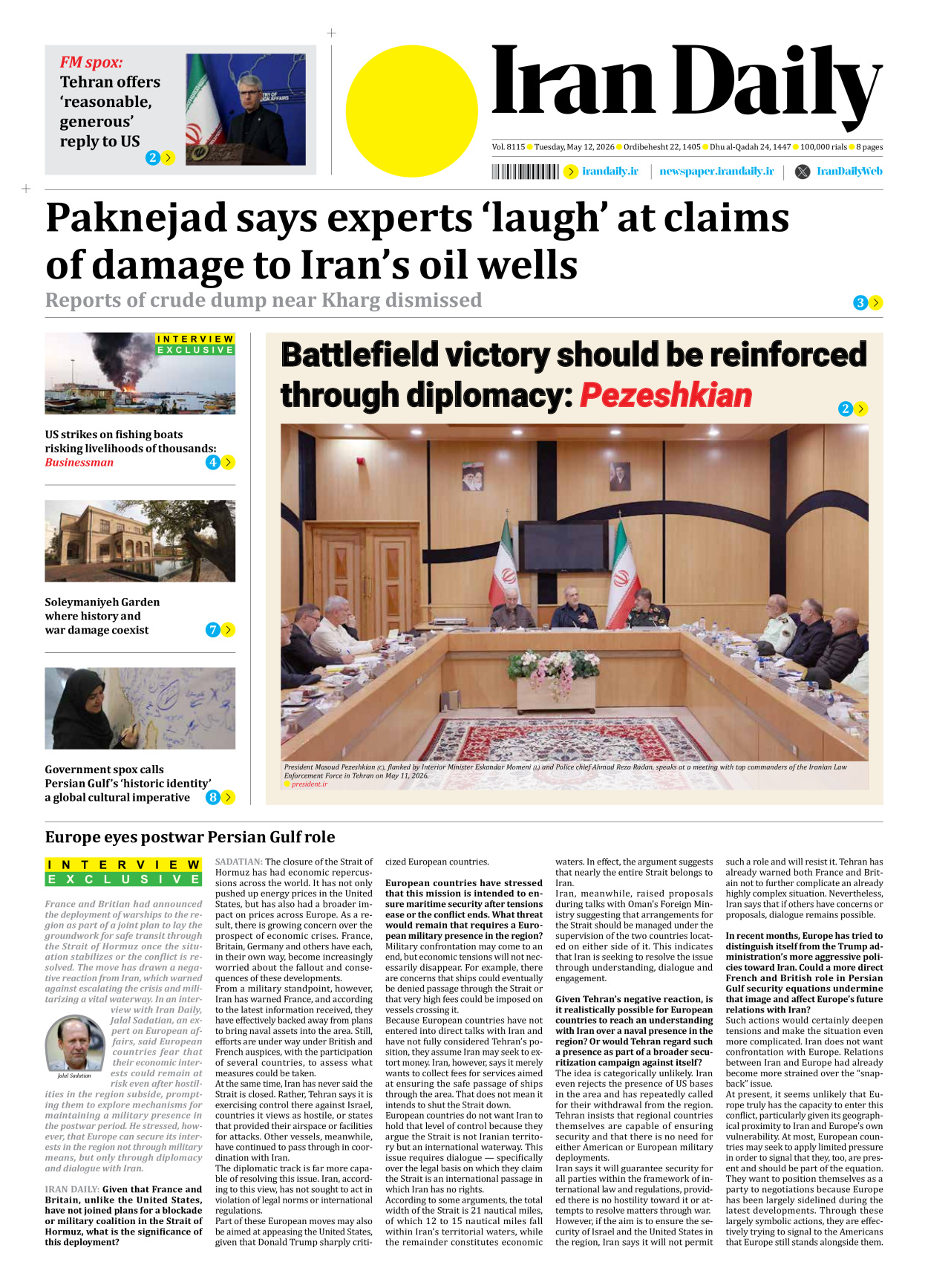 Iran Daily - Number Eight Thousand One Hundred and Fifteen - 12 May 2026