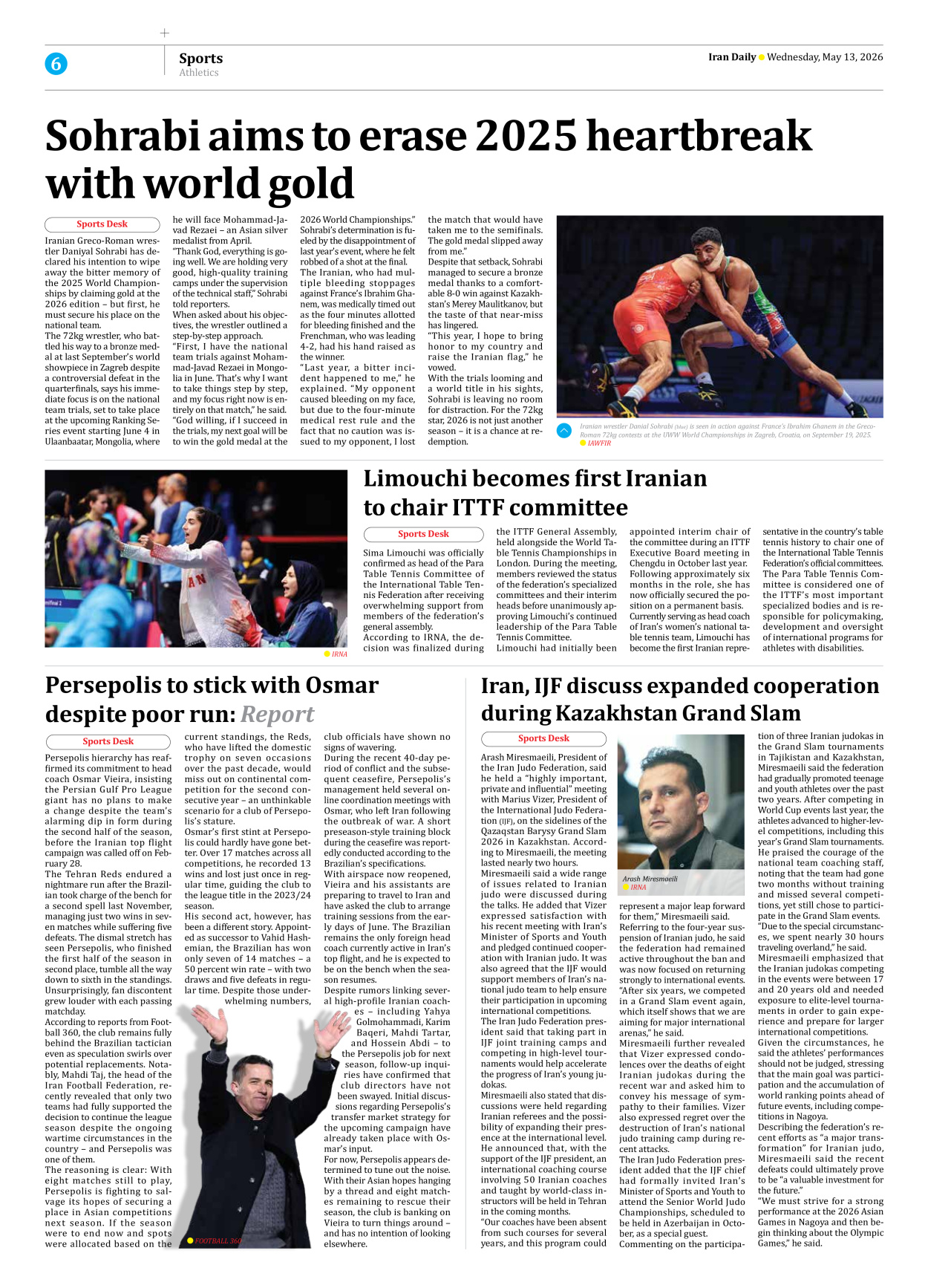 Iran Daily - Number Eight Thousand One Hundred and Sixteen - 13 May 2026 - Page 6