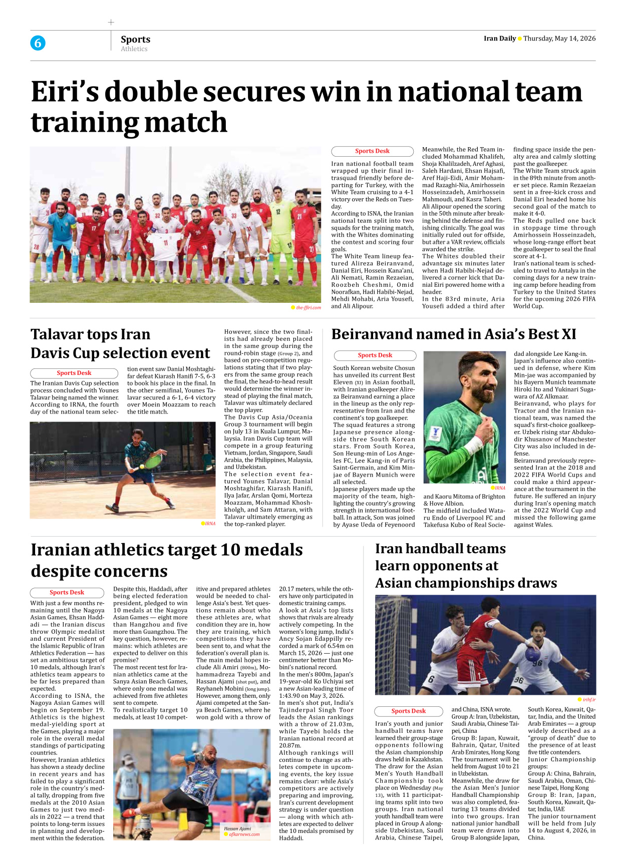 Iran Daily - Number Eight Thousand One Hundred and Seventeen - 14 May 2026 - Page 6