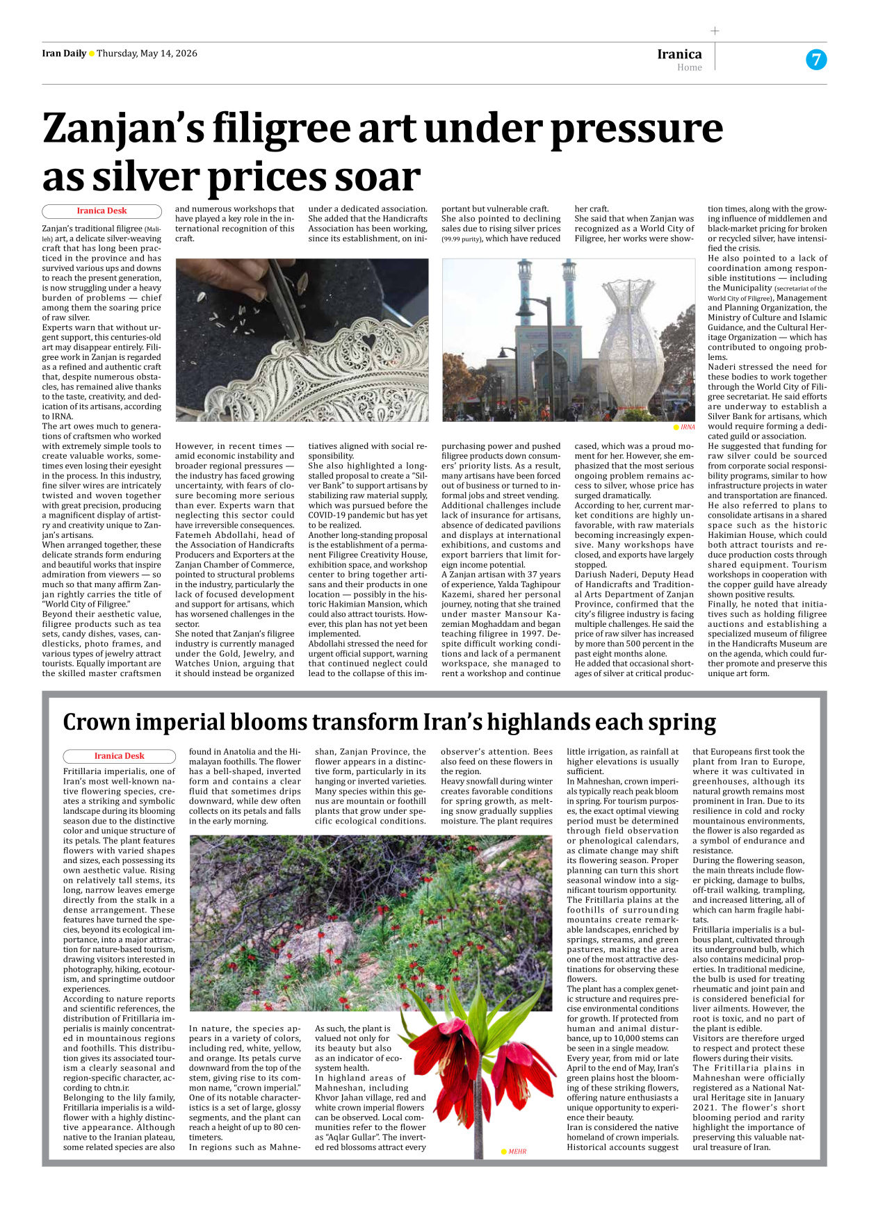 Iran Daily - Number Eight Thousand One Hundred and Seventeen - 14 May 2026 - Page 7