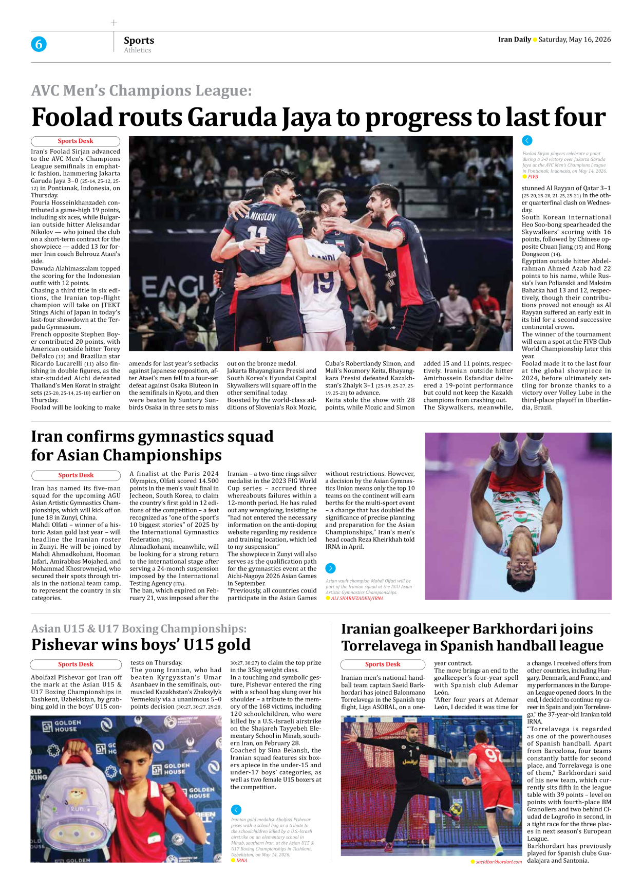Iran Daily - Number Eight Thousand One Hundred and Eighteen - 16 May 2026 - Page 6