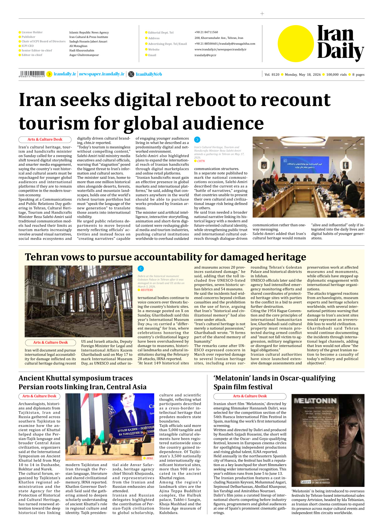 Iran Daily - Number Eight Thousand One Hundred and Twenty - 18 May 2026 - Page 8