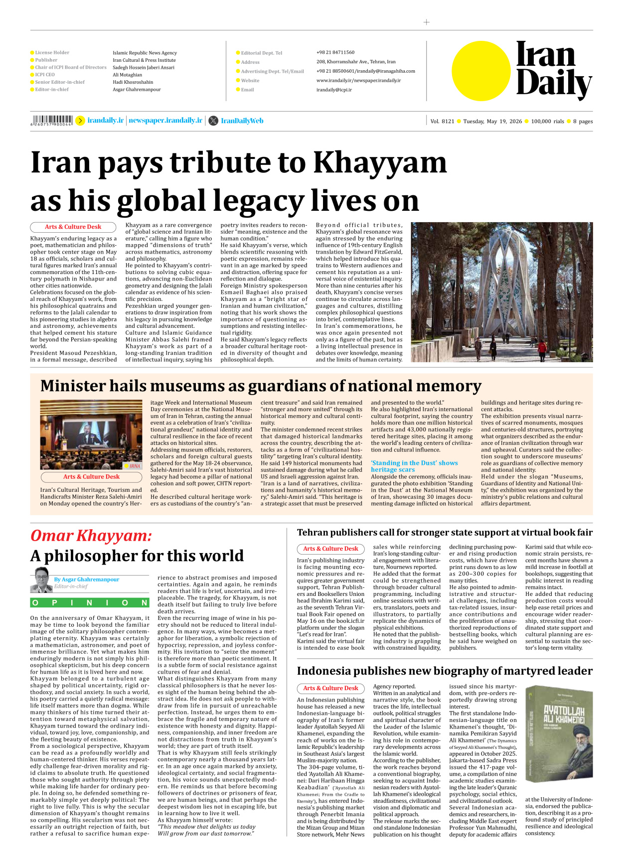 Iran Daily - Number Eight Thousand One Hundred and Twenty One - 19 May 2026 - Page 8
