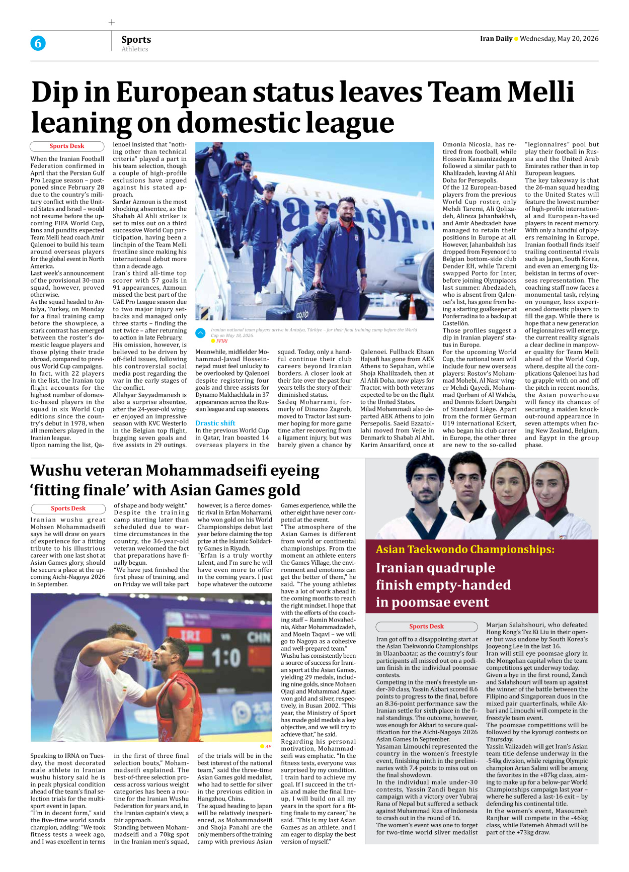 Iran Daily - Number Eight Thousand One Hundred and Twenty Two - 20 May 2026 - Page 6