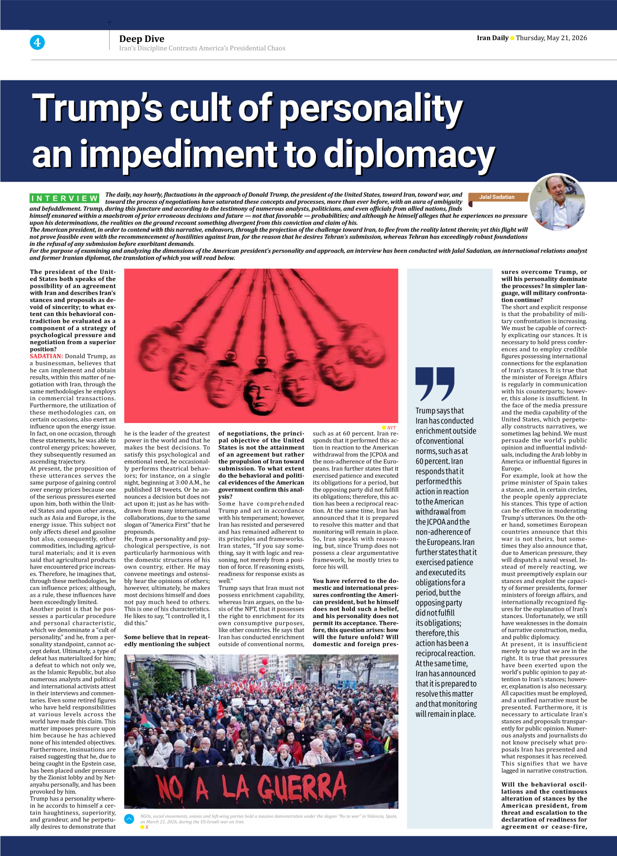Iran Daily - Number Eight Thousand One Hundred and Twenty Three - 21 May 2026 - Page 4