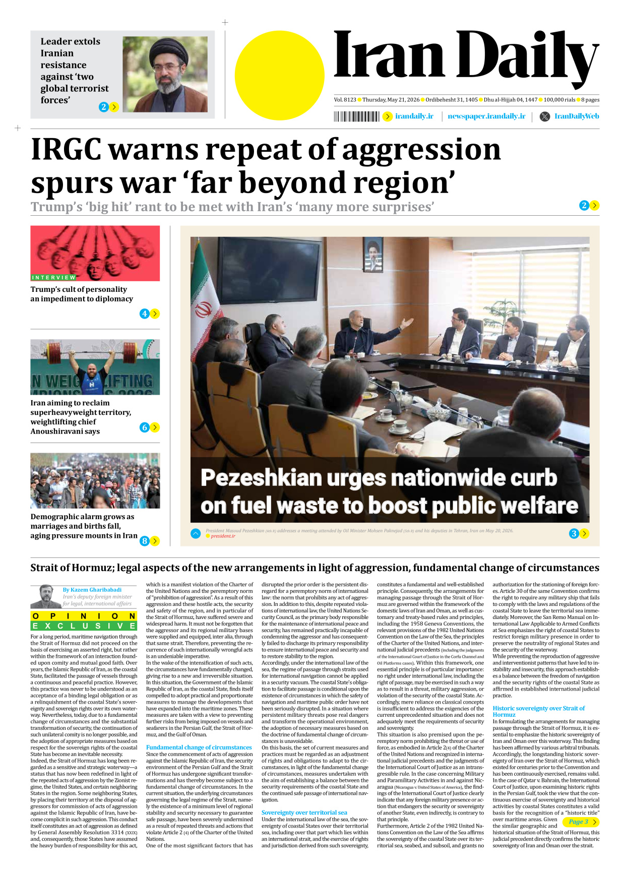 Iran Daily - Number Eight Thousand One Hundred and Twenty Three - 21 May 2026