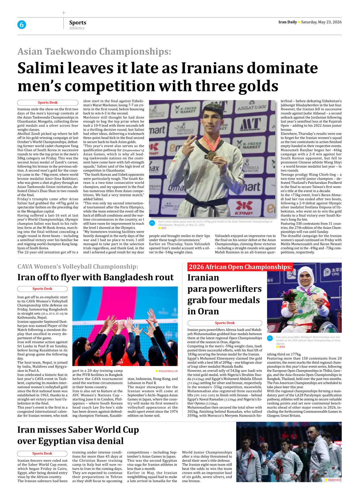 Iran Daily - Number Eight Thousand One Hundred and Twenty Four - 23 May 2026 - Page 6