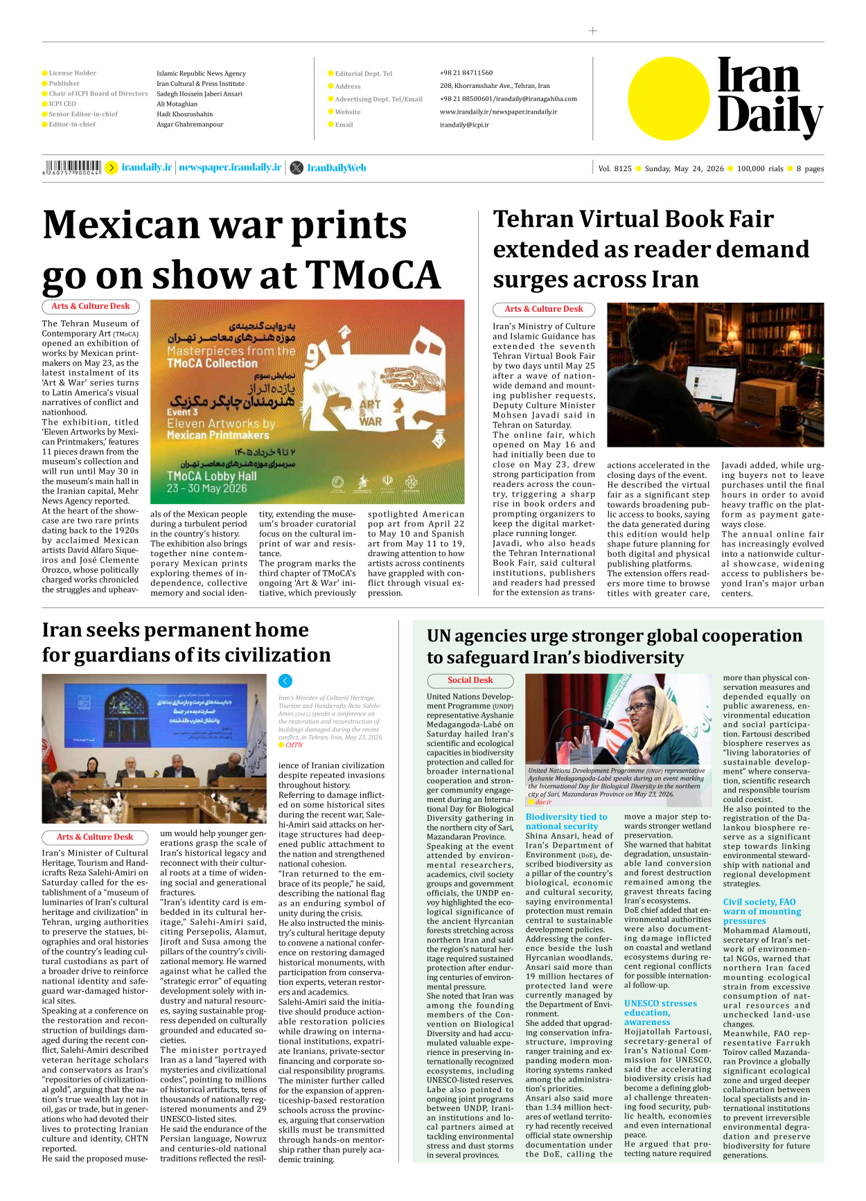 Iran Daily - Number Eight Thousand One Hundred and Twenty Five - 24 May 2026 - Page 8