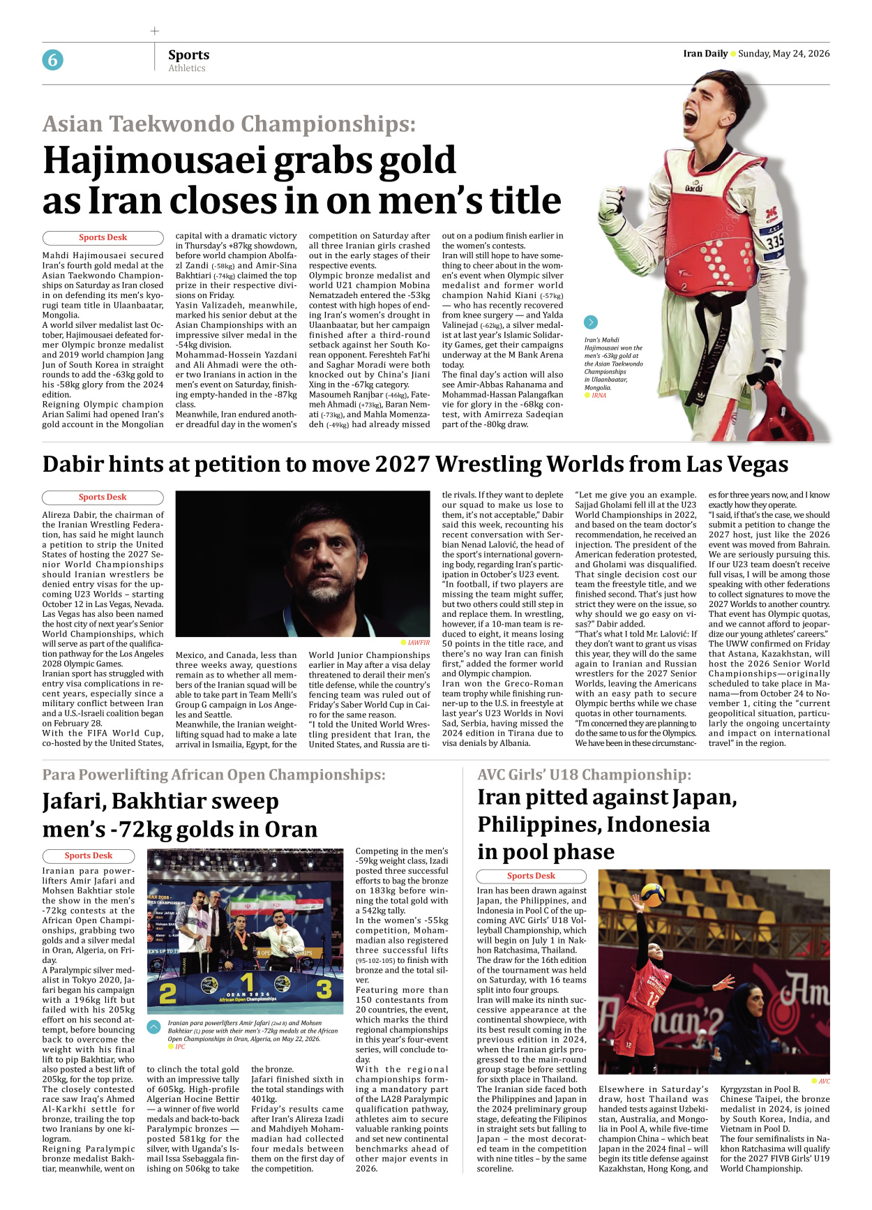 Iran Daily - Number Eight Thousand One Hundred and Twenty Five - 24 May 2026 - Page 6