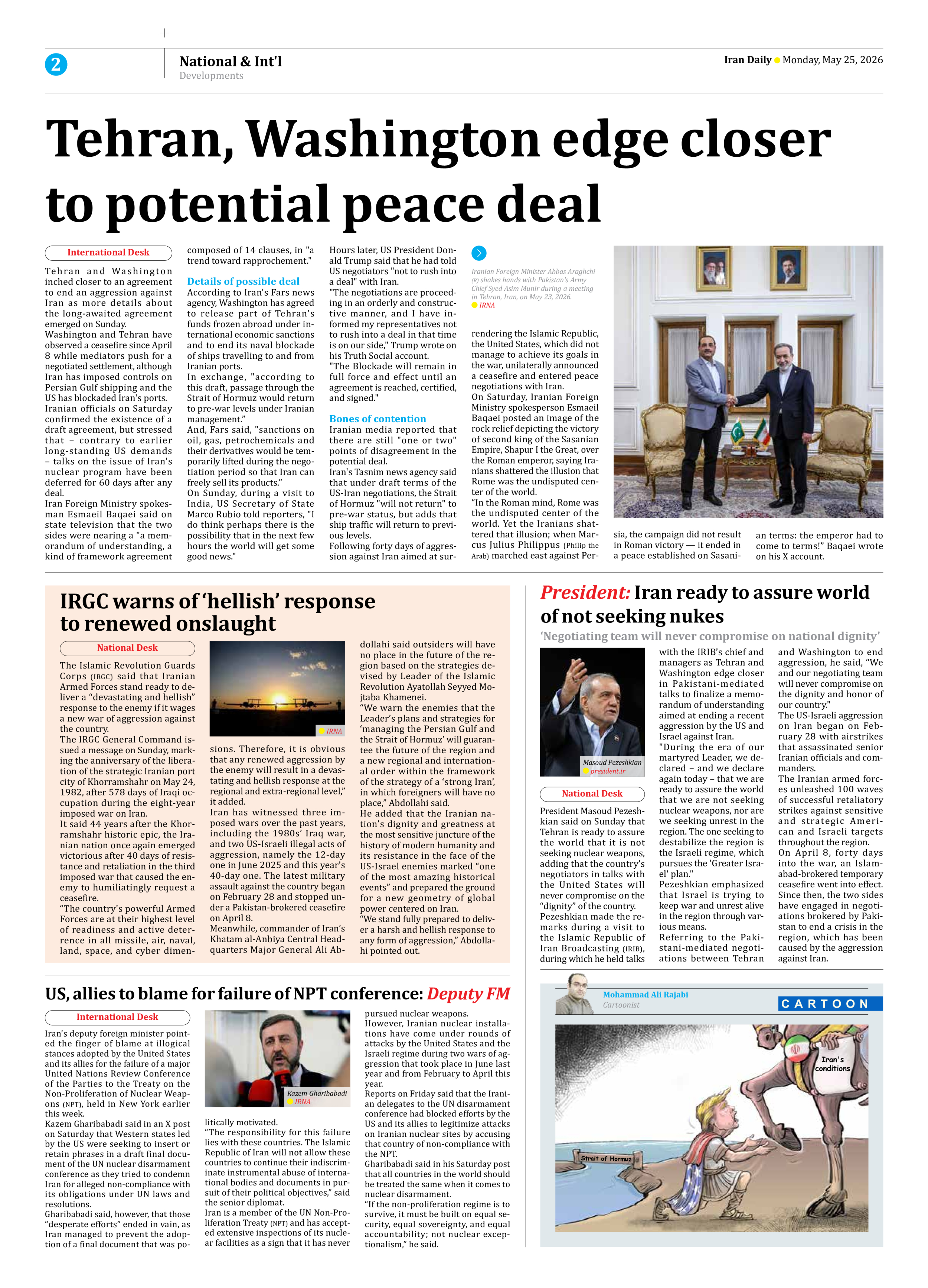 Iran Daily - Number Eight Thousand One Hundred and Twenty Six - 25 May 2026 - Page 2