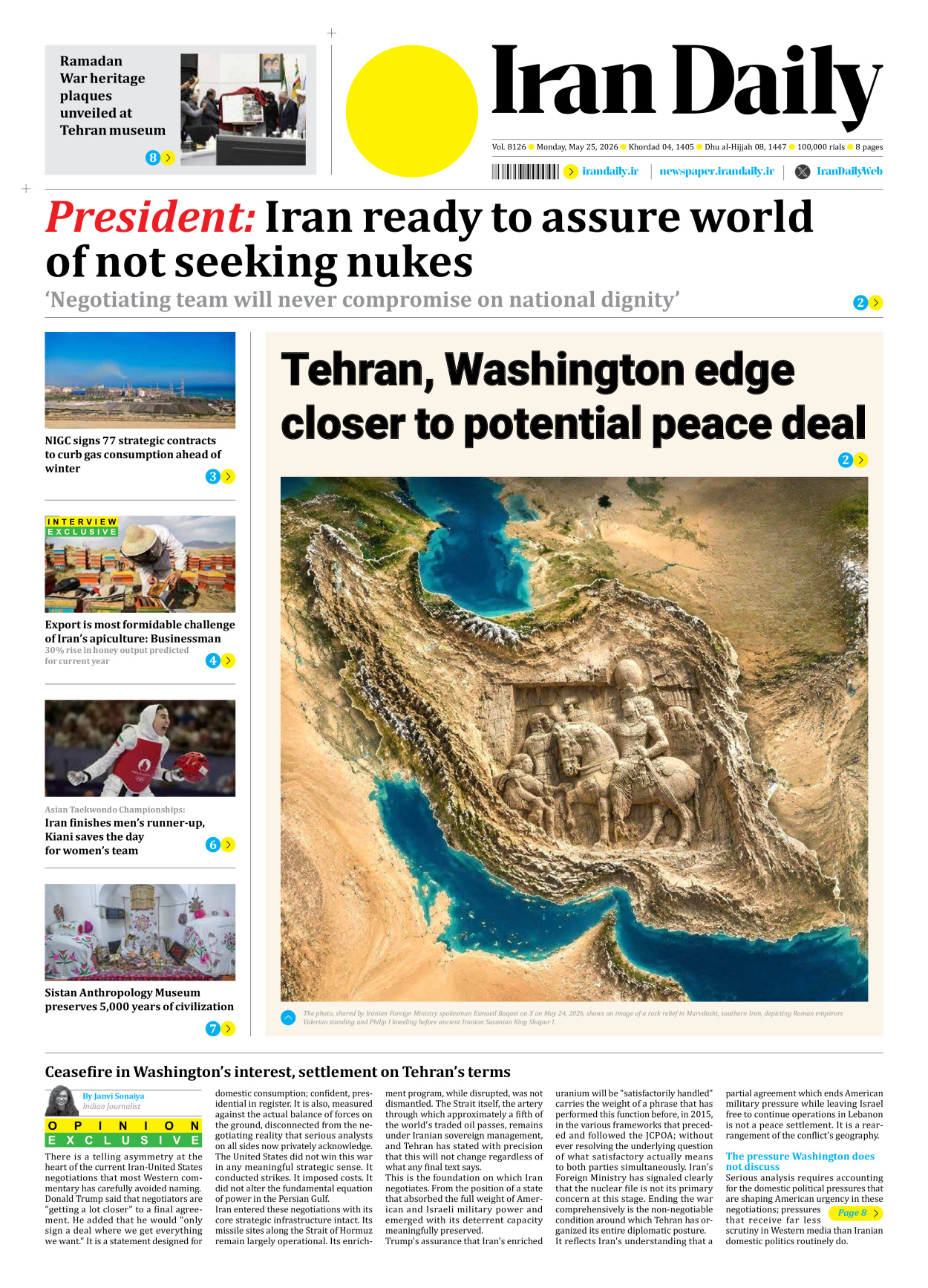 Iran Daily - Number Eight Thousand One Hundred and Twenty Six - 25 May 2026