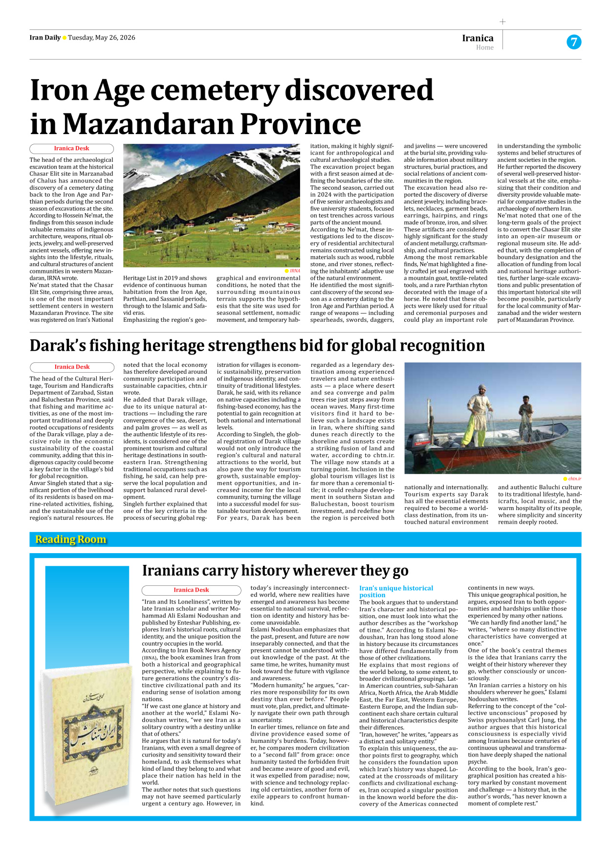 Iran Daily - Number Eight Thousand One Hundred and Twenty Seven - 26 May 2026 - Page 7