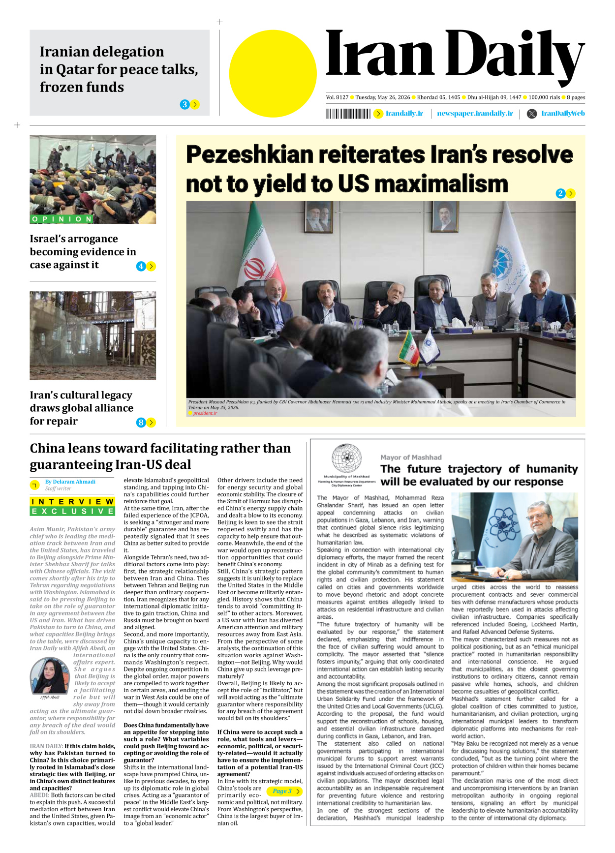 Iran Daily - Number Eight Thousand One Hundred and Twenty Seven - 26 May 2026
