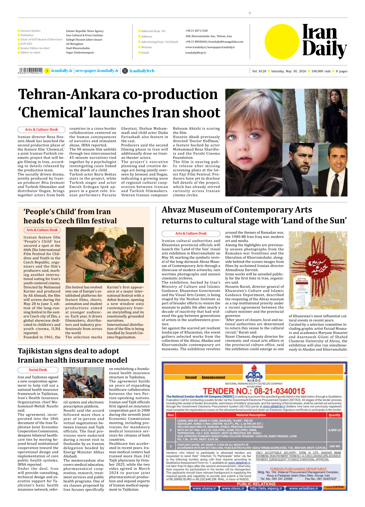 Iran Daily - Number Eight Thousand One Hundred and Twenty Eight - 30 May 2026 - Page 8