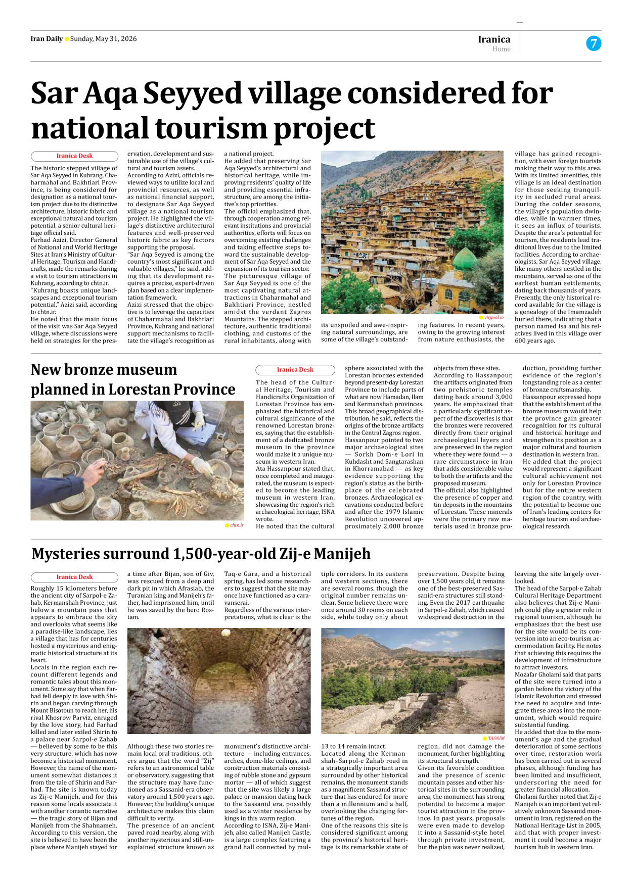 Iran Daily - Number Eight Thousand One Hundred and Twenty Nine - 31 May 2026 - Page 7