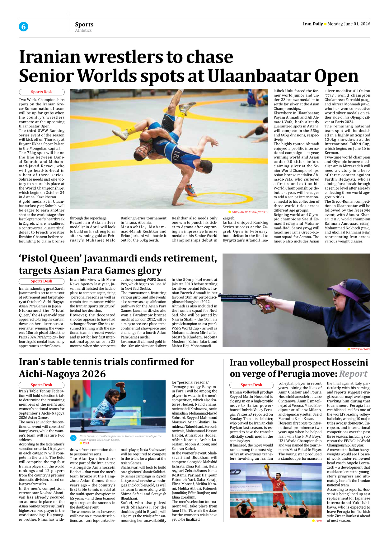 Iran Daily - Number Eight Thousand One Hundred and Thirty - 01 June 2026 - Page 6