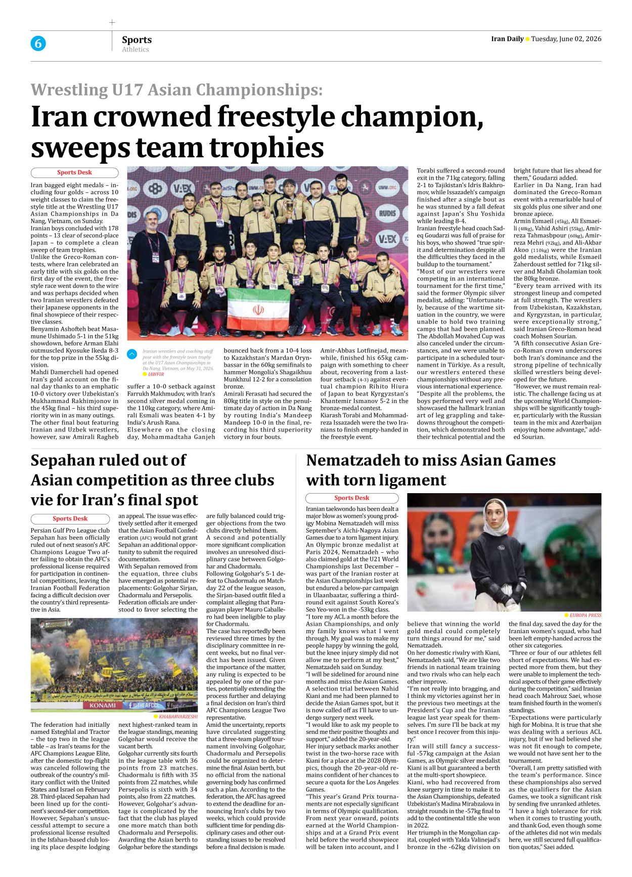 Iran Daily - Number Eight Thousand One Hundred and Thirty One - 02 June 2026 - Page 6