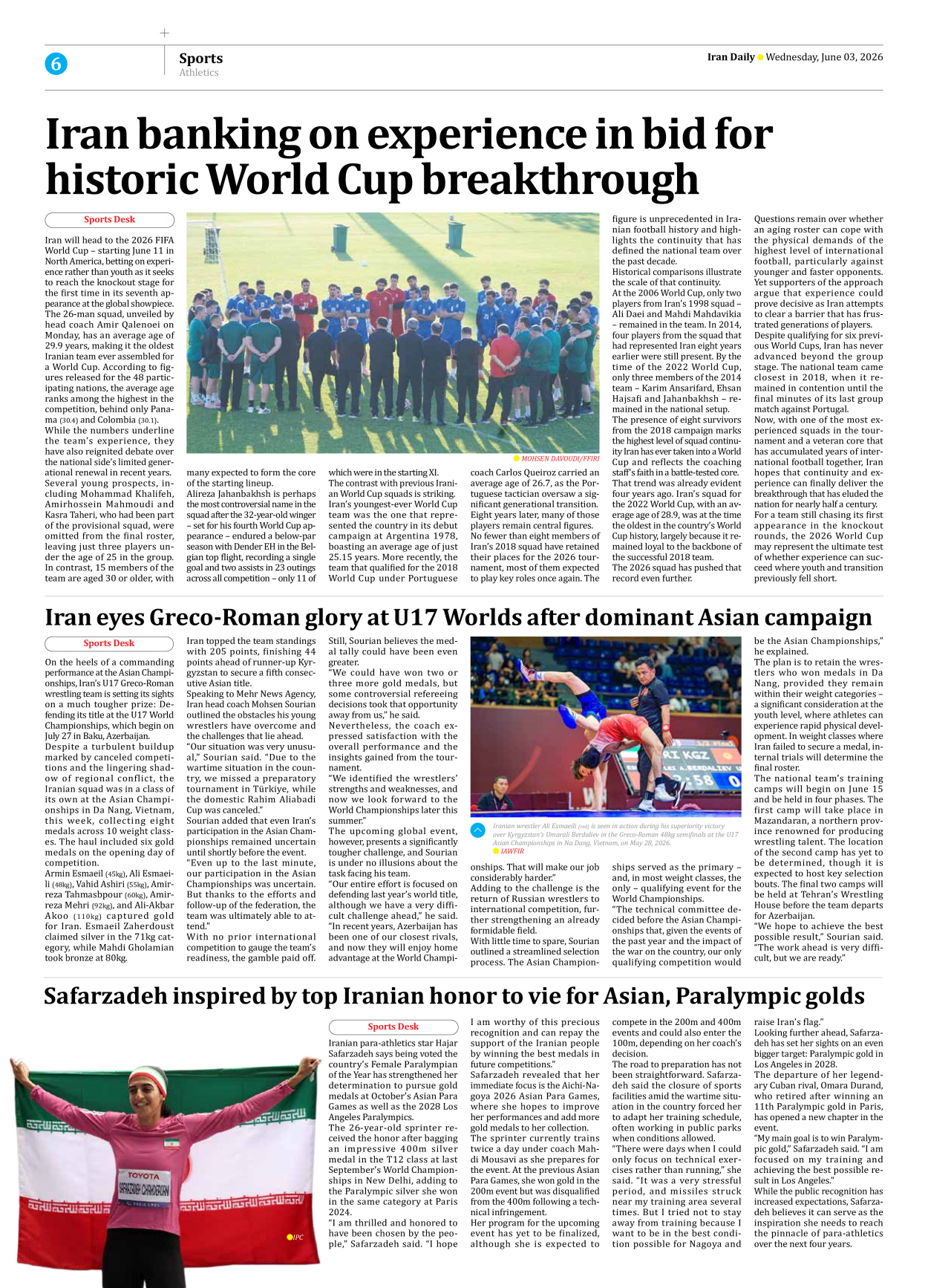 Iran Daily - Number Eight Thousand One Hundred and Thirty Two - 03 June 2026 - Page 6