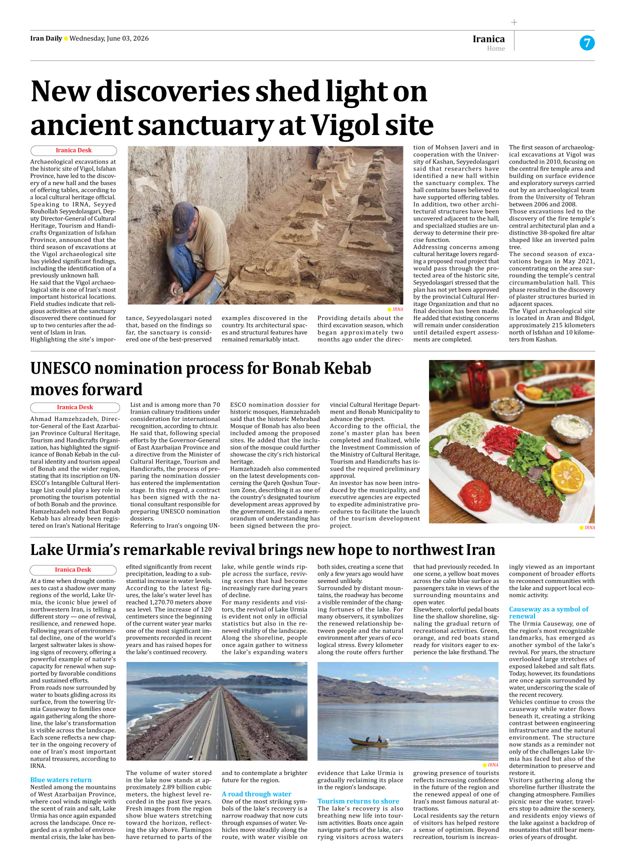 Iran Daily - Number Eight Thousand One Hundred and Thirty Two - 03 June 2026 - Page 7