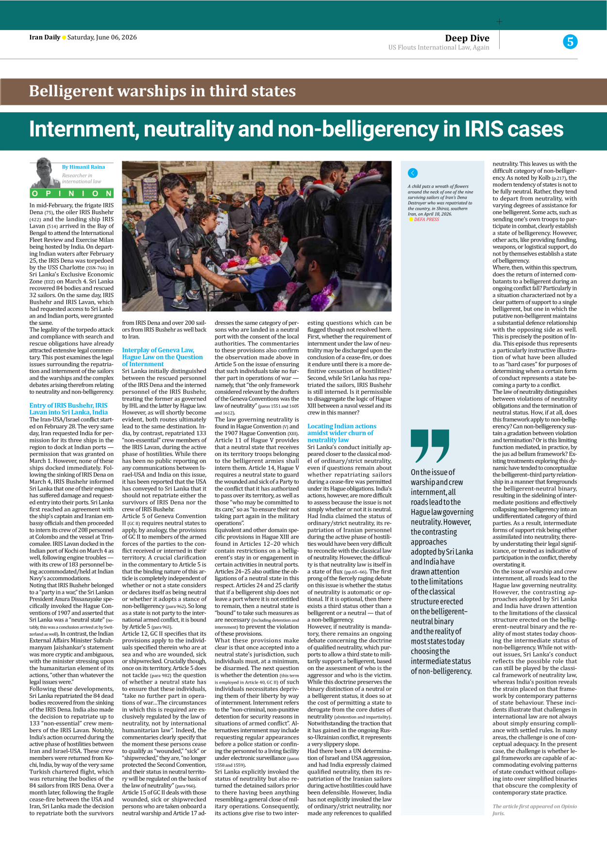 Iran Daily - Number Eight Thousand One Hundred and Thirty Three - 06 June 2026 - Page 5