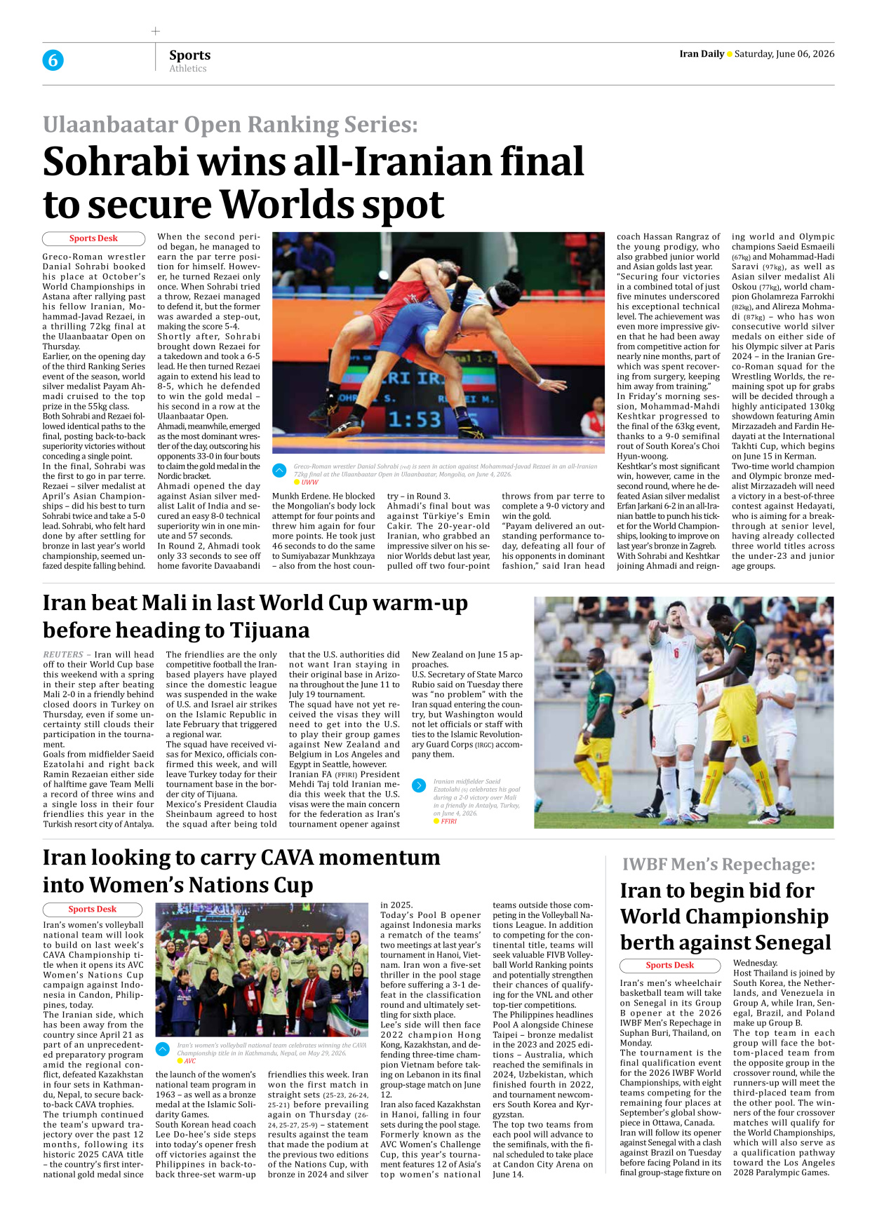 Iran Daily - Number Eight Thousand One Hundred and Thirty Three - 06 June 2026 - Page 6