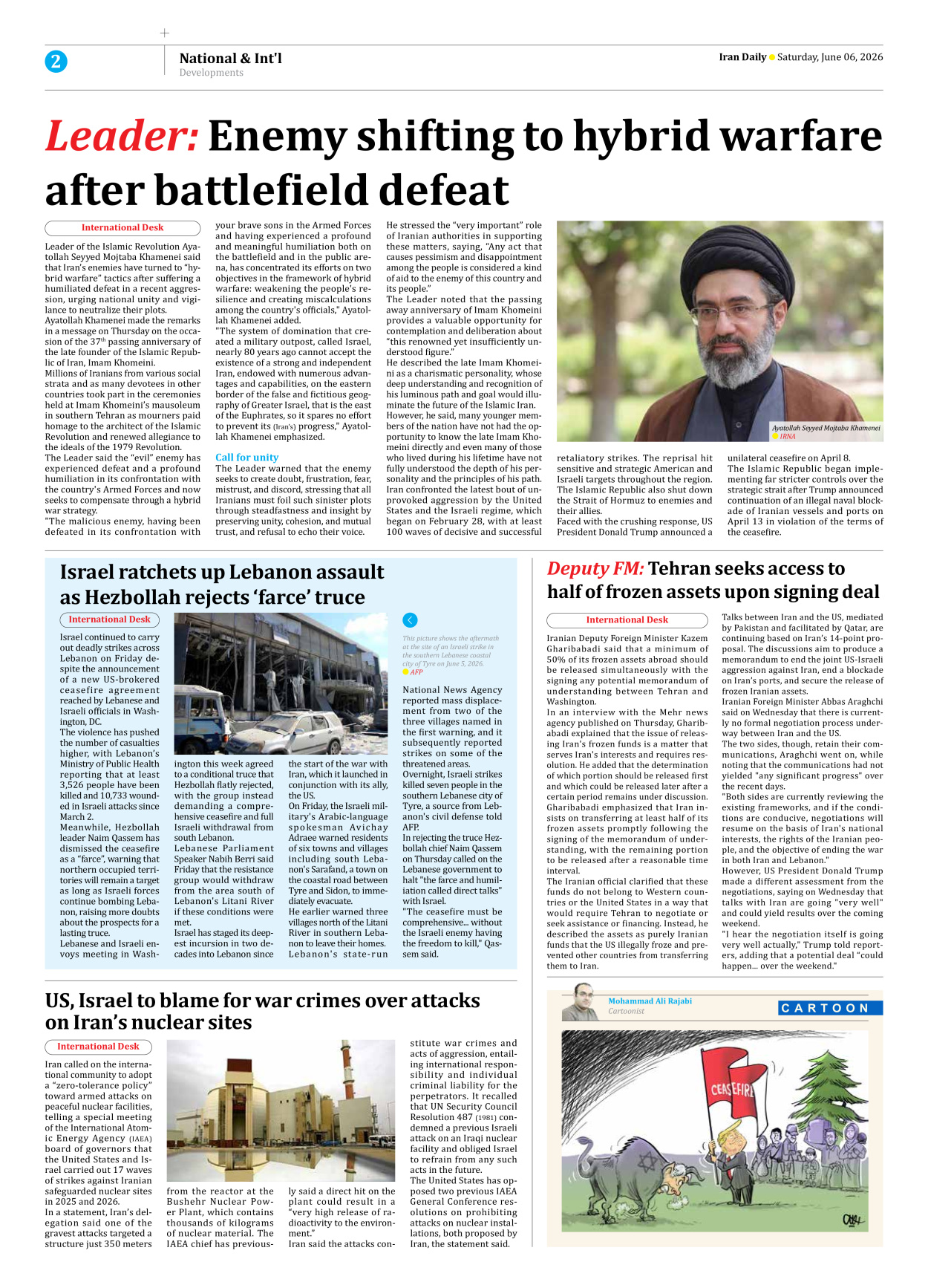 Iran Daily - Number Eight Thousand One Hundred and Thirty Three - 06 June 2026 - Page 2