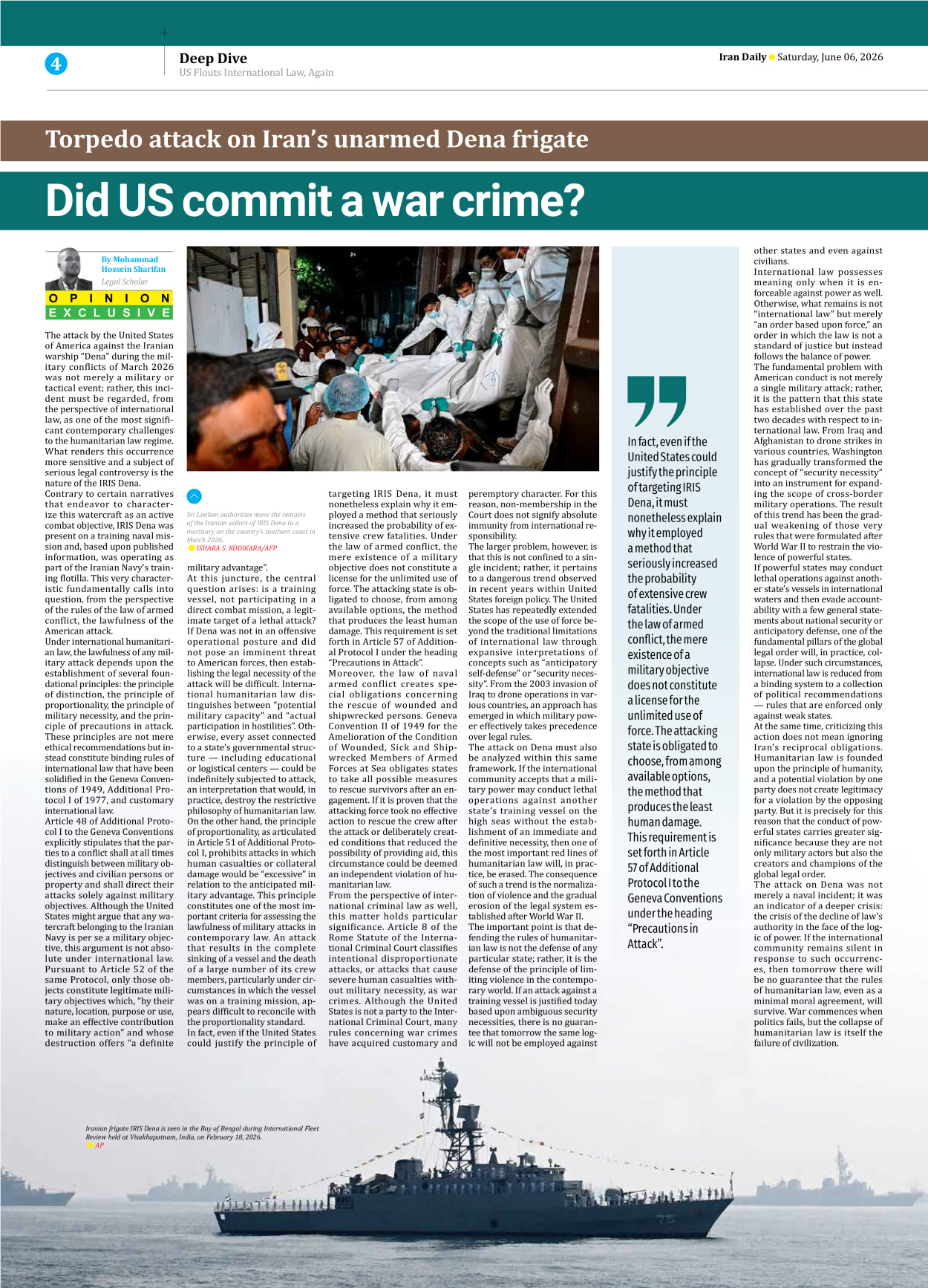 Iran Daily - Number Eight Thousand One Hundred and Thirty Three - 06 June 2026 - Page 4