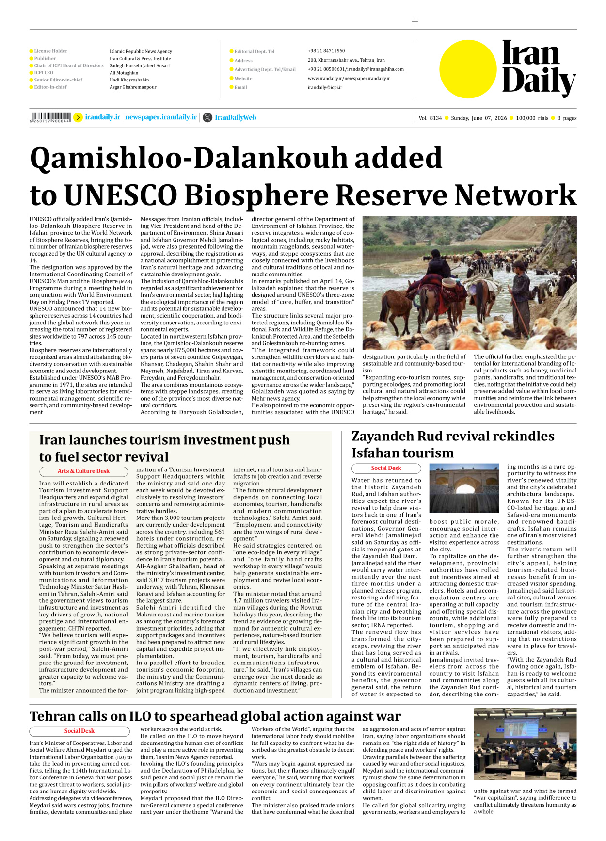 Iran Daily - Number Eight Thousand One Hundred and Thirty Four - 07 June 2026 - Page 8
