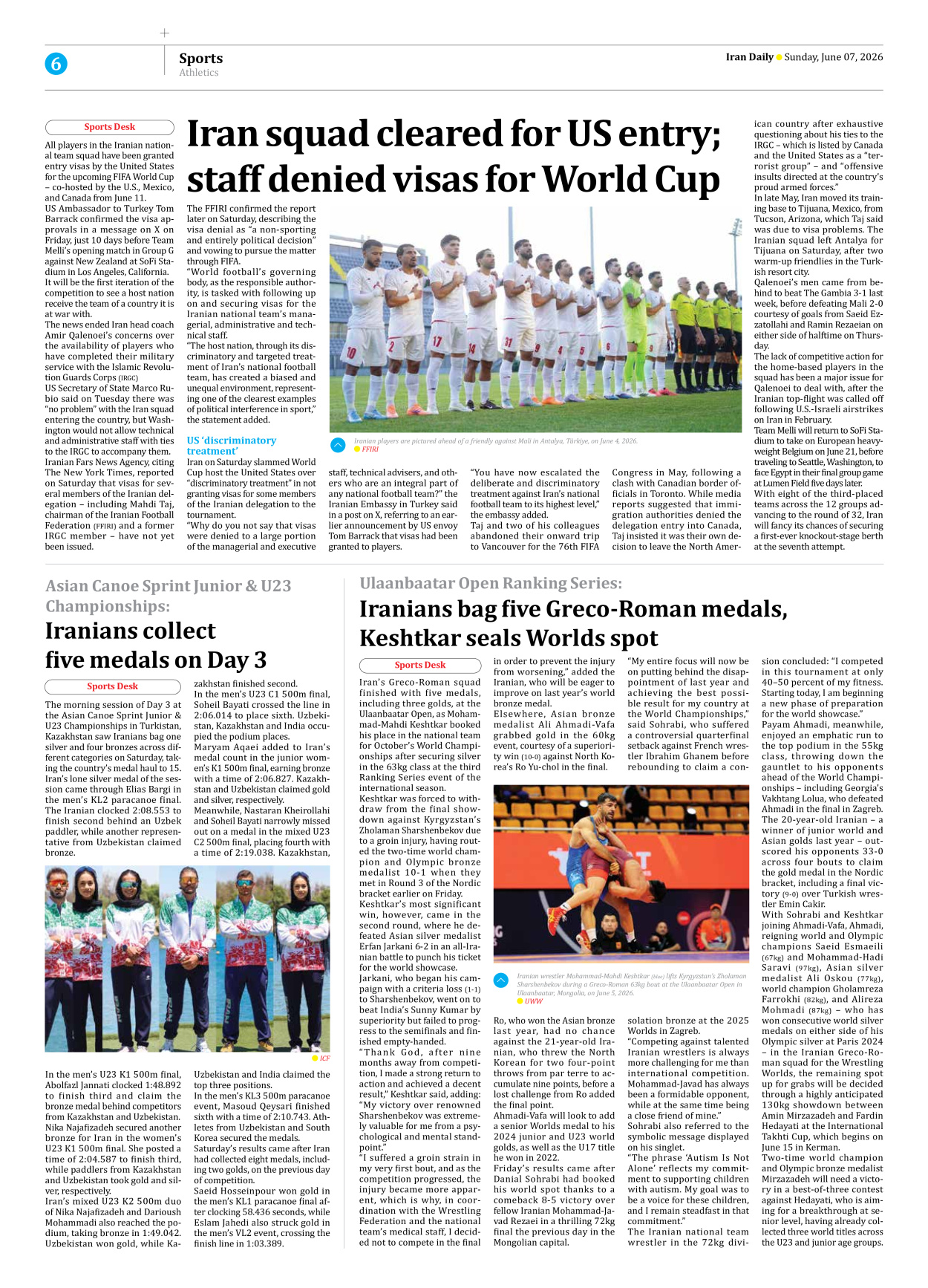 Iran Daily - Number Eight Thousand One Hundred and Thirty Four - 07 June 2026 - Page 6