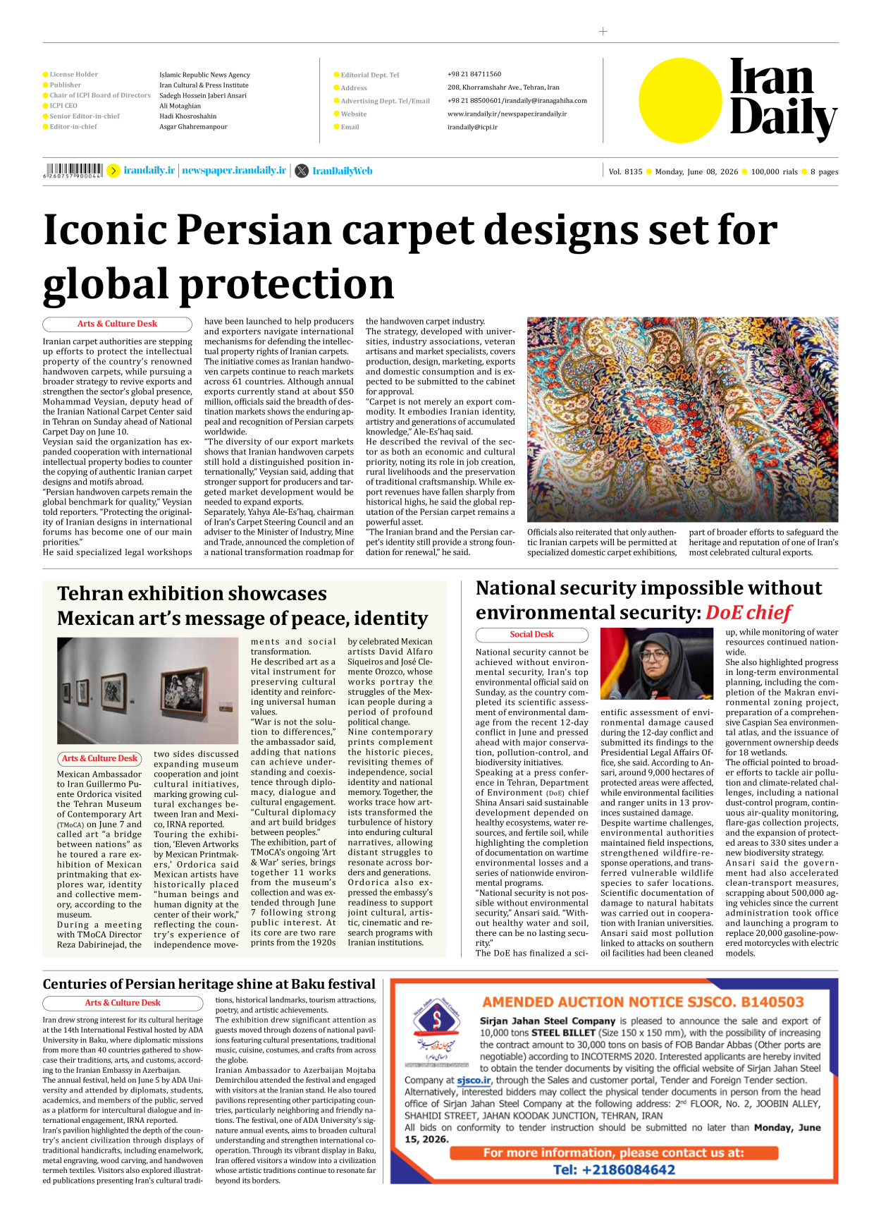 Iran Daily - Number Eight Thousand One Hundred and Thirty Five - 08 June 2026 - Page 8
