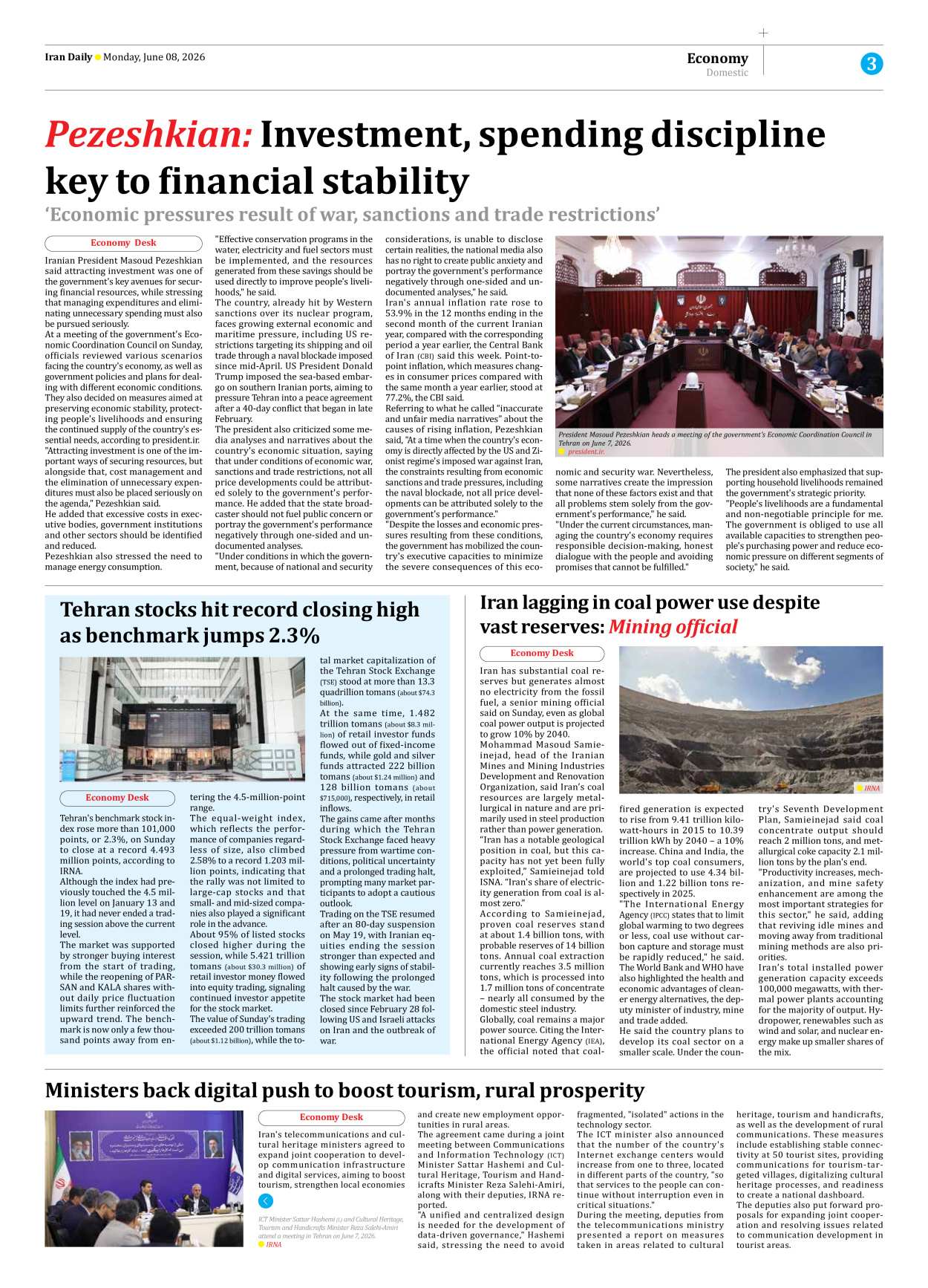 Iran Daily - Number Eight Thousand One Hundred and Thirty Five - 08 June 2026 - Page 3