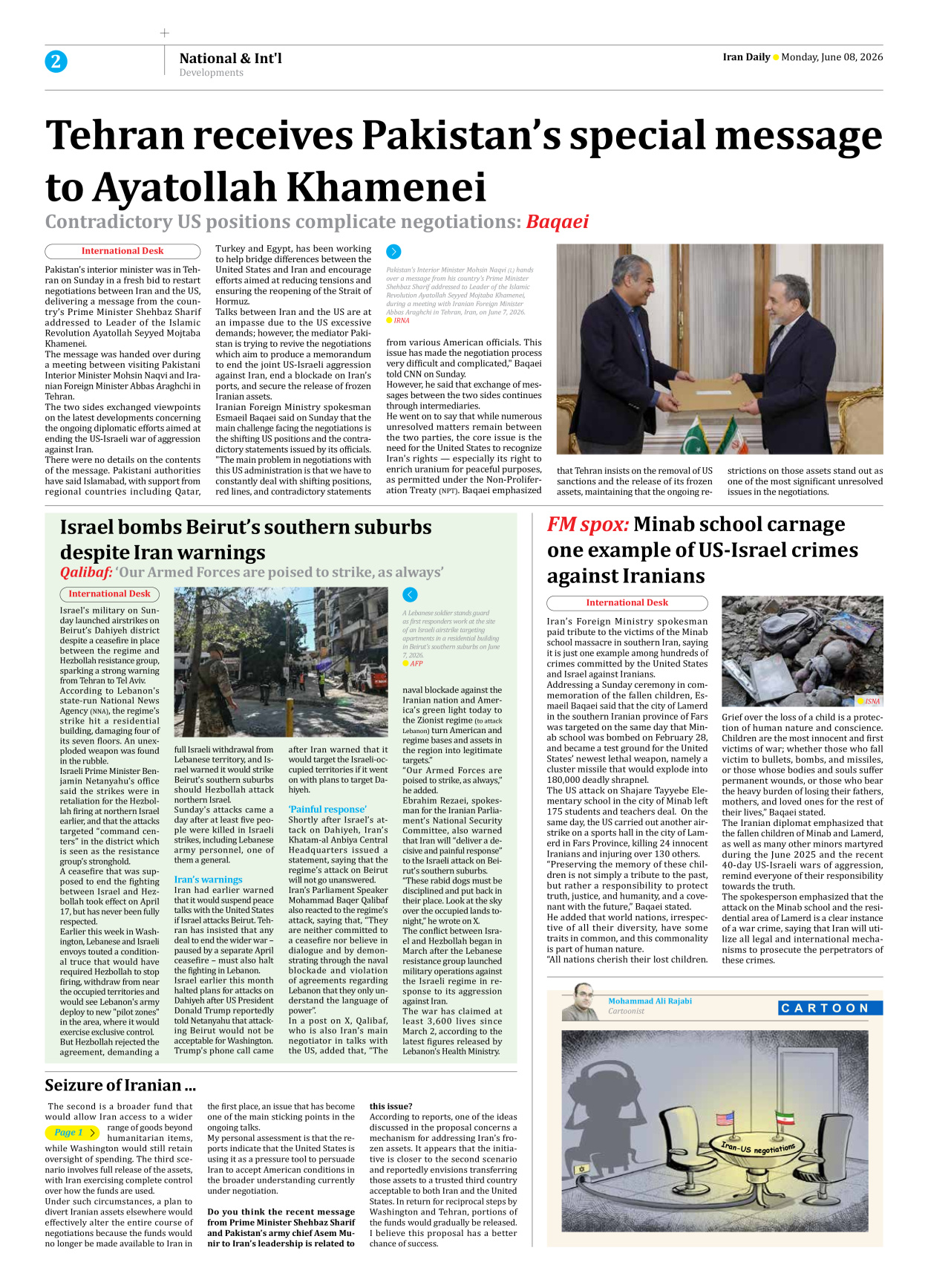 Iran Daily - Number Eight Thousand One Hundred and Thirty Five - 08 June 2026 - Page 2